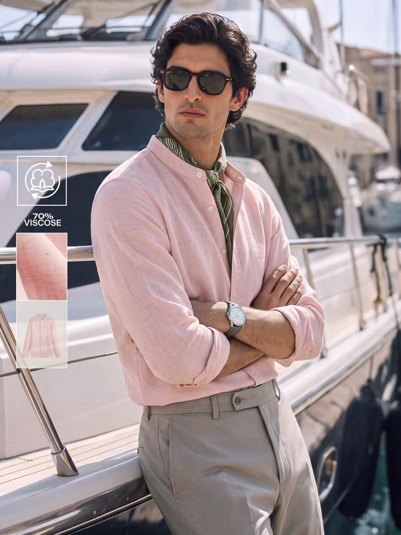 Manfinity Homme Chemise décontractée pour hommes à manches longues de couleur unie, en — vue 11