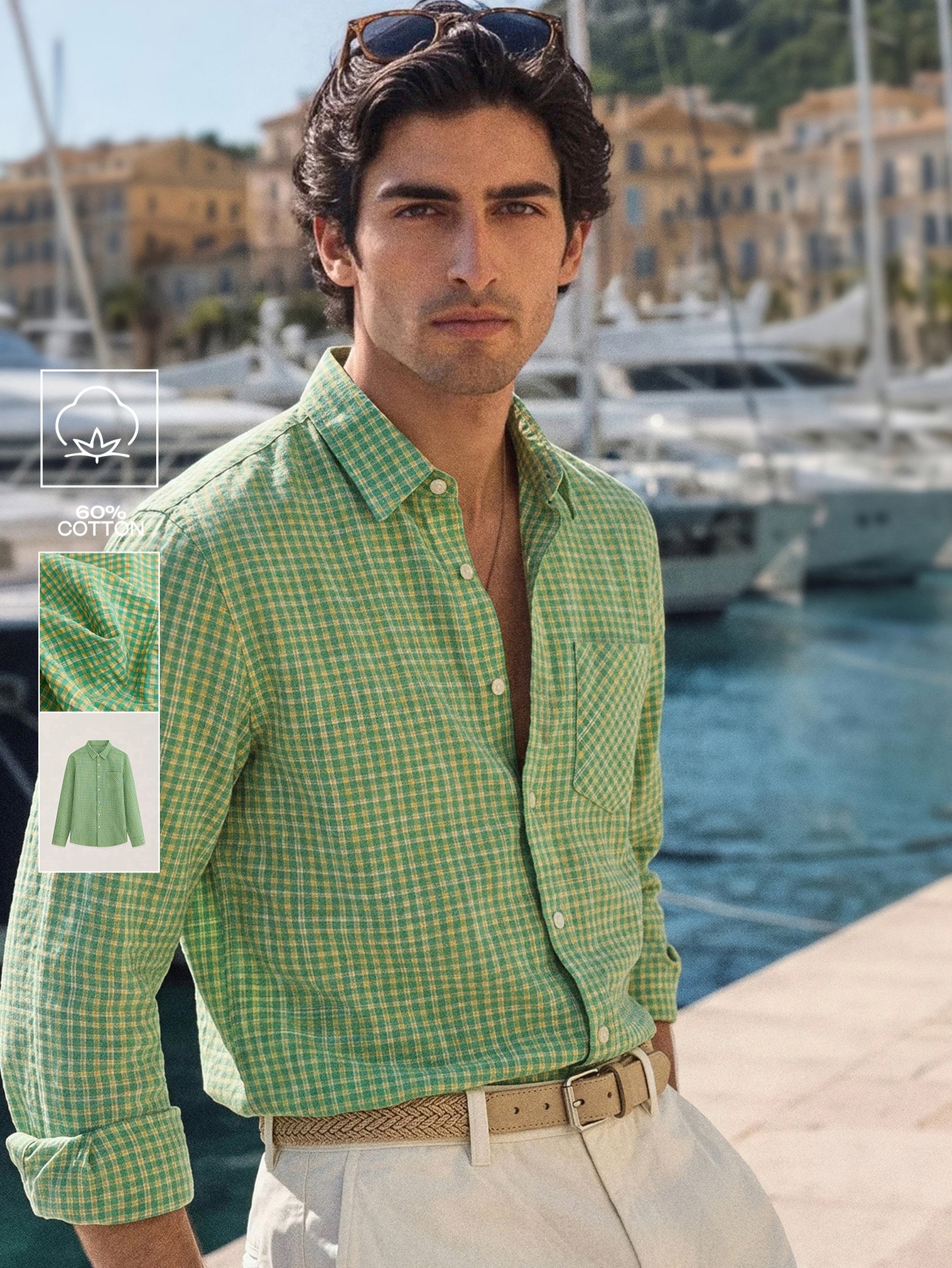 Manfinity Homme Chemise décontractée pour hommes à manches longues de couleur unie, en — vue 7