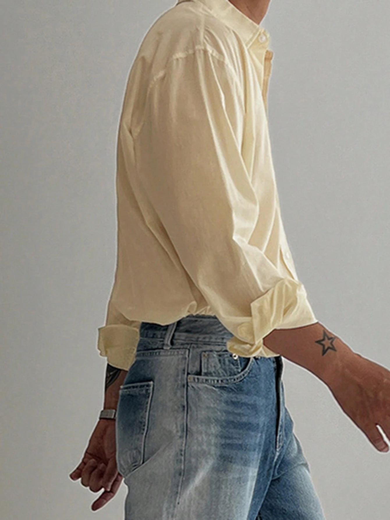 DAZY Chemise décontractée rayée pour hommes, mode minimaliste pour le travail et le port — vue 8
