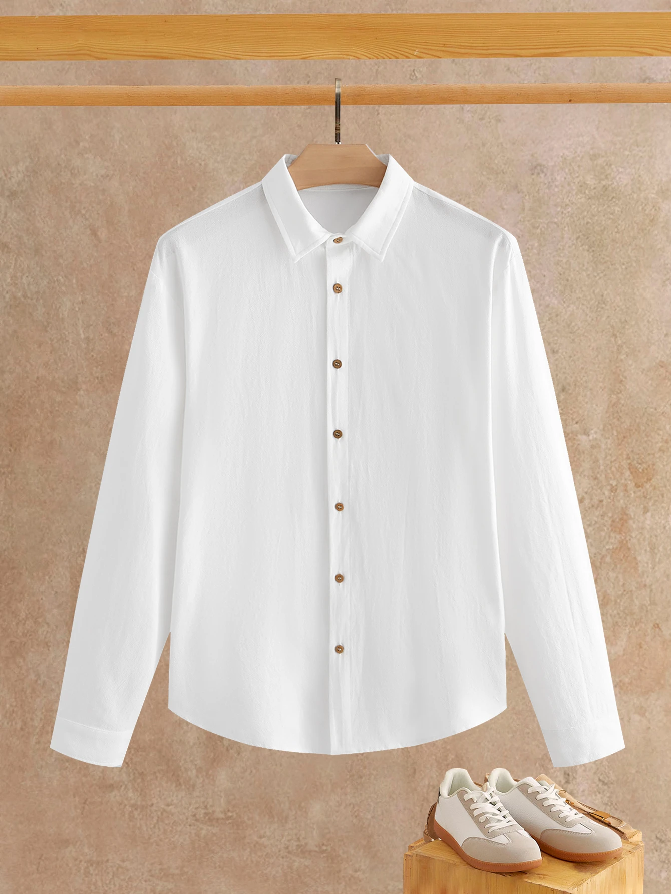 HIMLAND Chemise décontractée à manches longues en tissu tissé à rayures verticales pour — vue 12