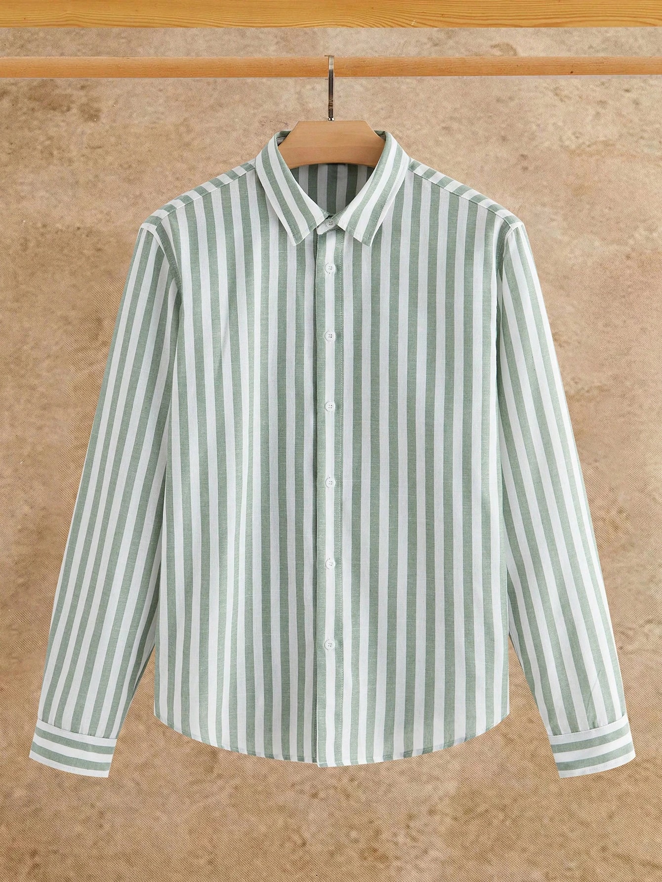 HIMLAND Chemise décontractée à manches longues en tissu tissé à rayures verticales pour — vue 8