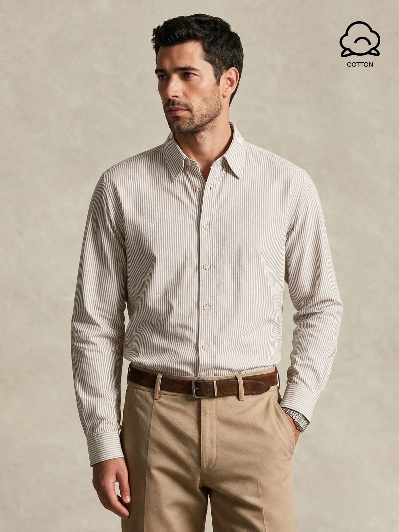 Lornavo Chemise décontractée polyvalente à rayures pour hommes, pour un port quotidien,