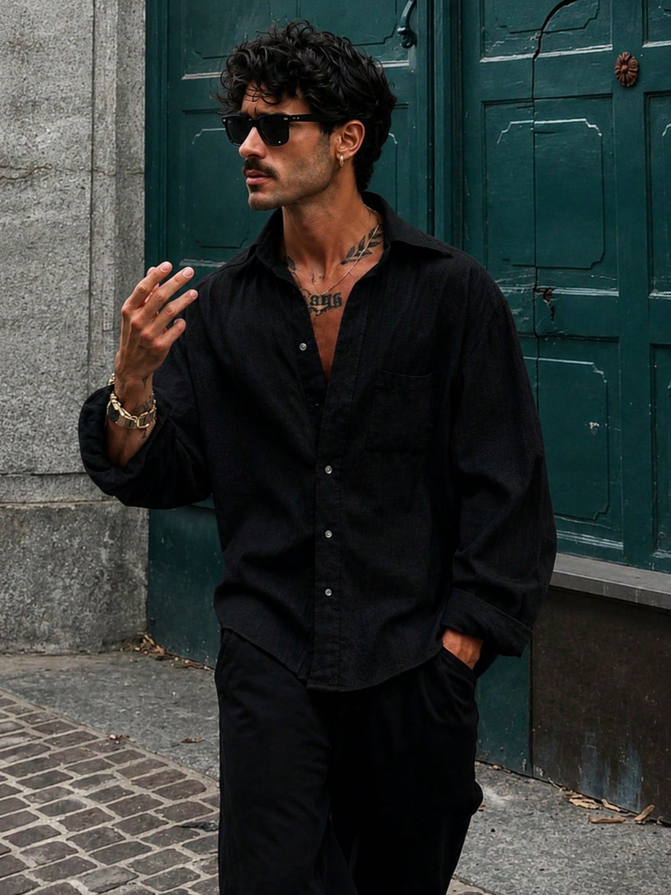 Chemise décontractée à manches longues ajustée pour hommes - Mélange de coton et de lin — vue 5