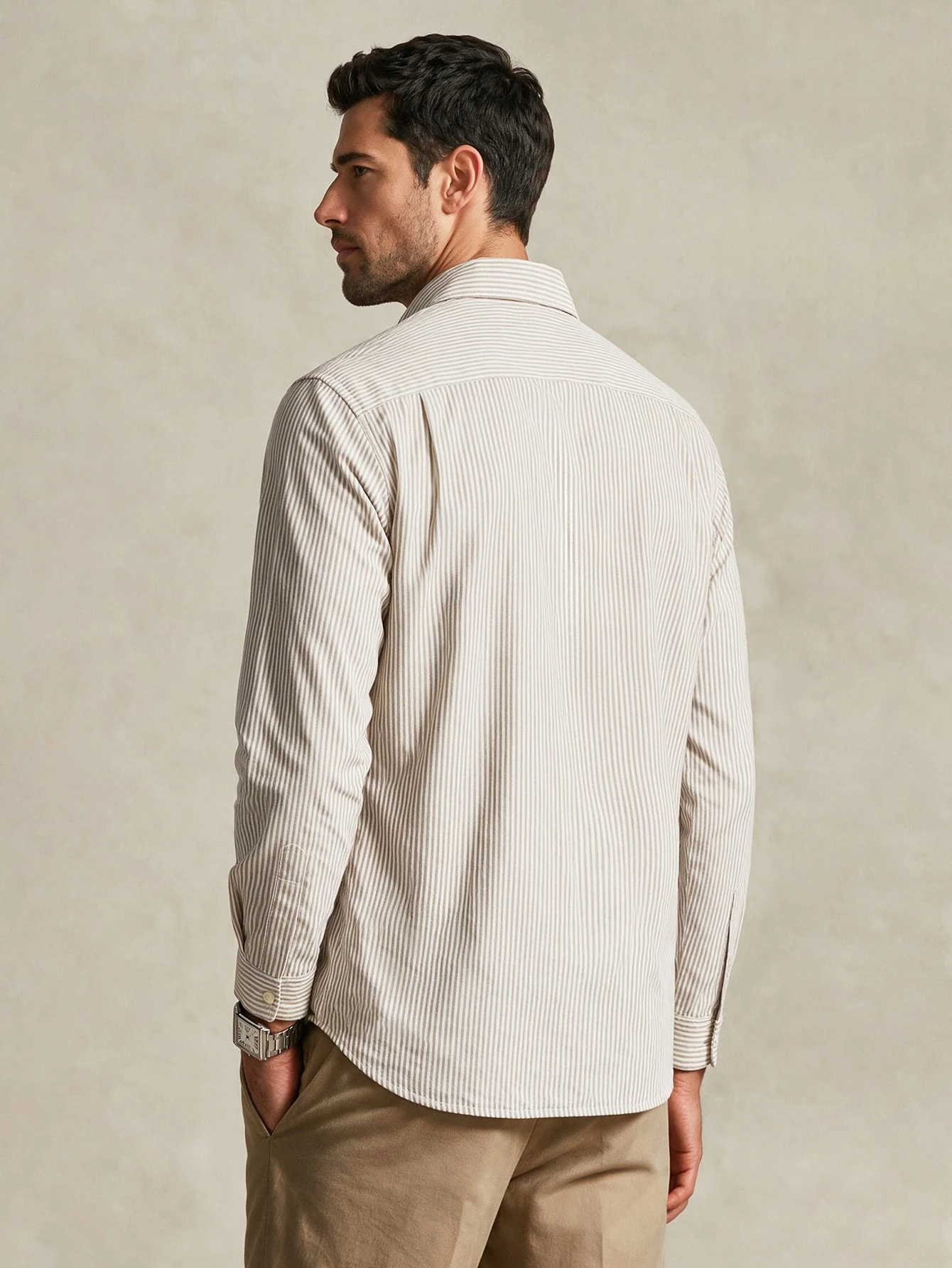 Lornavo Chemise décontractée polyvalente à rayures pour hommes, pour un port quotidien, — vue 2