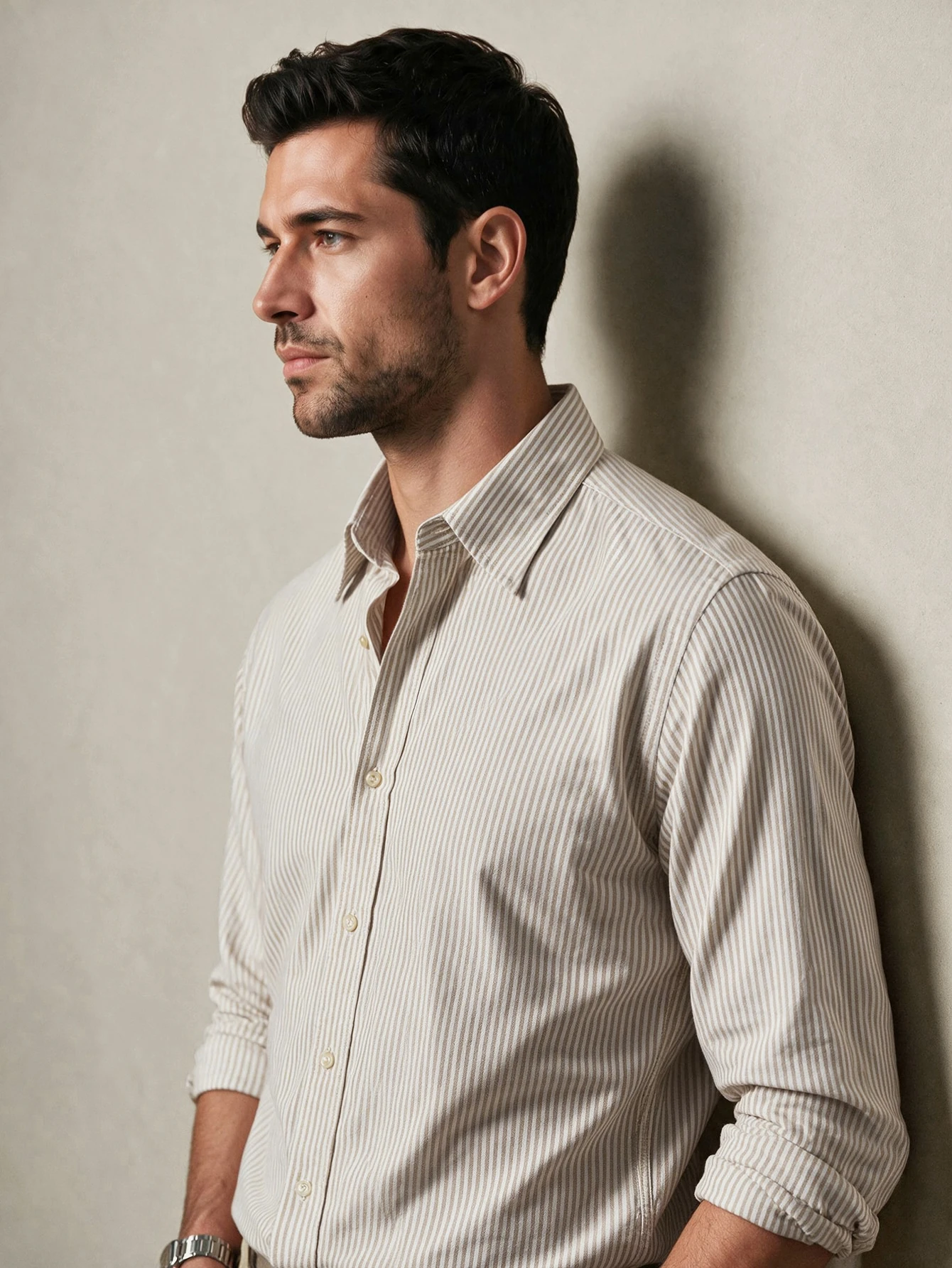 Lornavo Chemise décontractée polyvalente à rayures pour hommes, pour un port quotidien, — vue 6