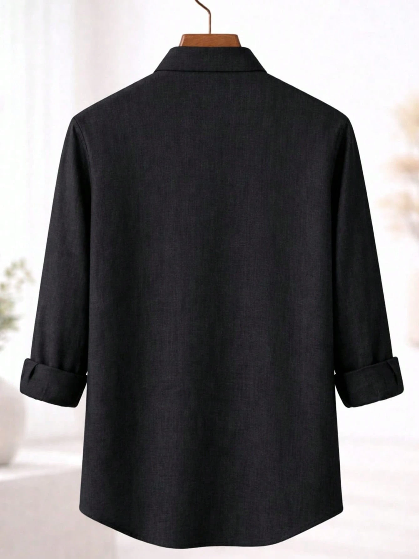 Chemise décontractée à manches longues ajustée pour hommes - Mélange de coton et de lin — vue 8