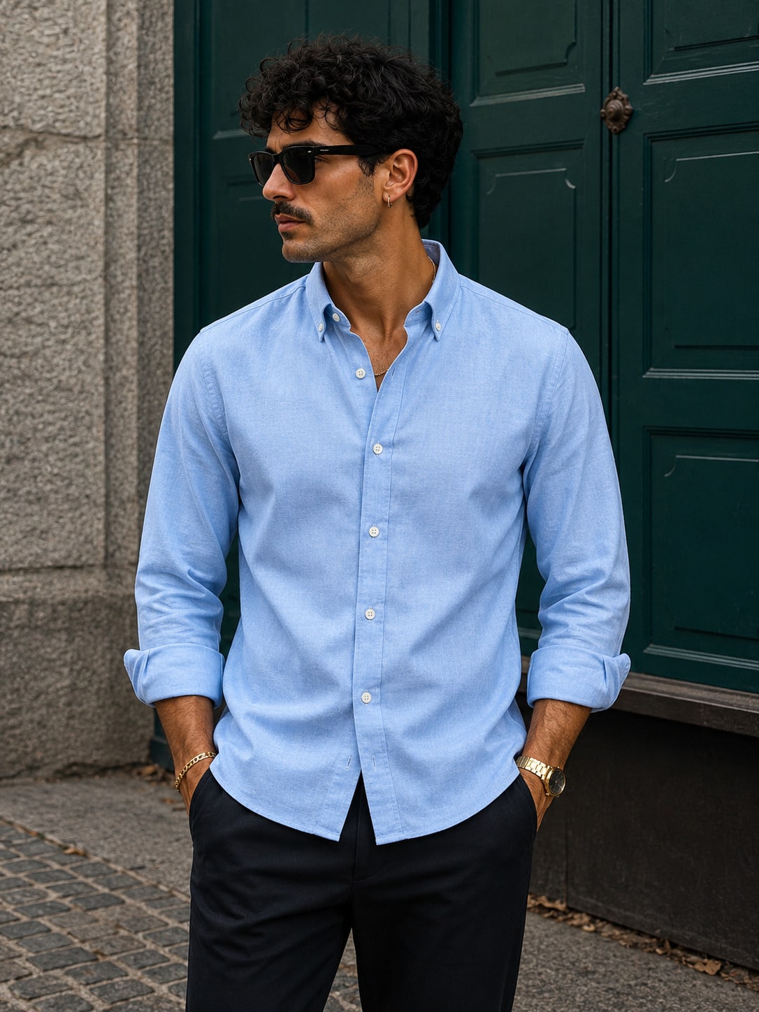 Chemise décontractée à manches longues ajustée pour hommes - Mélange de coton et de lin — vue 10