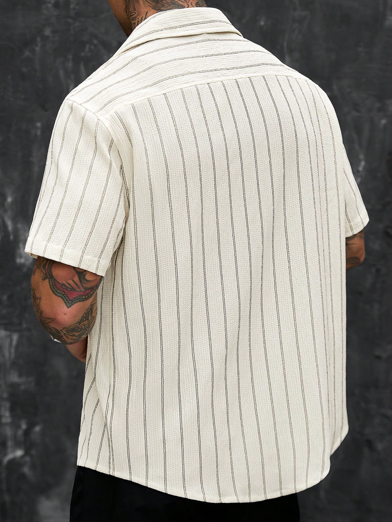 VENTUSAIL Chemise d'été décontractée à manches courtes, coupe slim, rayée, avec boutons — vue 10