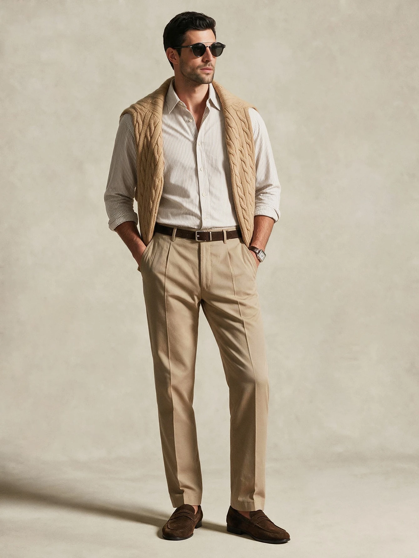 Lornavo Chemise décontractée polyvalente à rayures pour hommes, pour un port quotidien, — vue 7