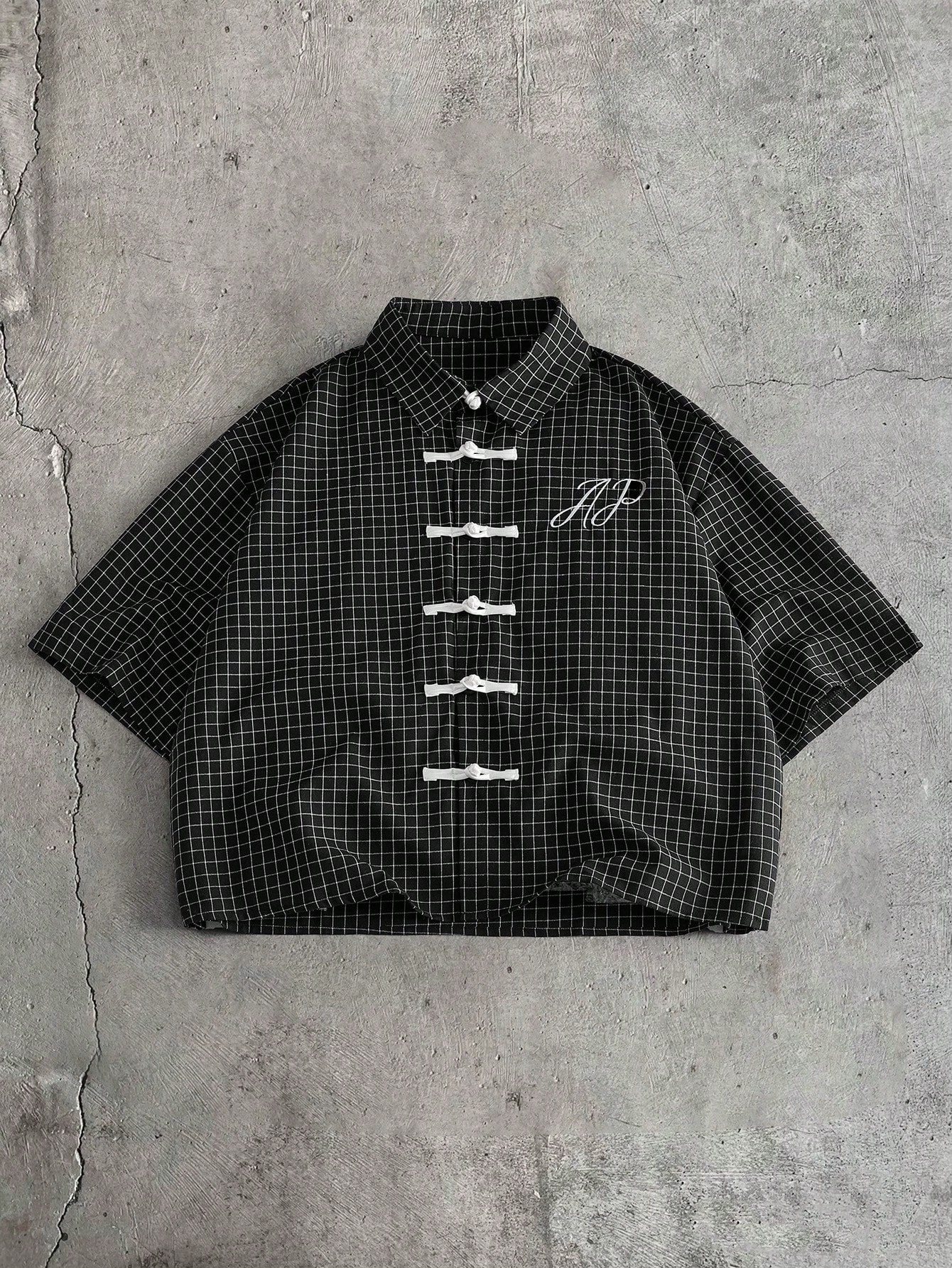AXEPEAK Chemise décontractée à manches courtes pour hommes avec imprimé à carreaux et — vue 6