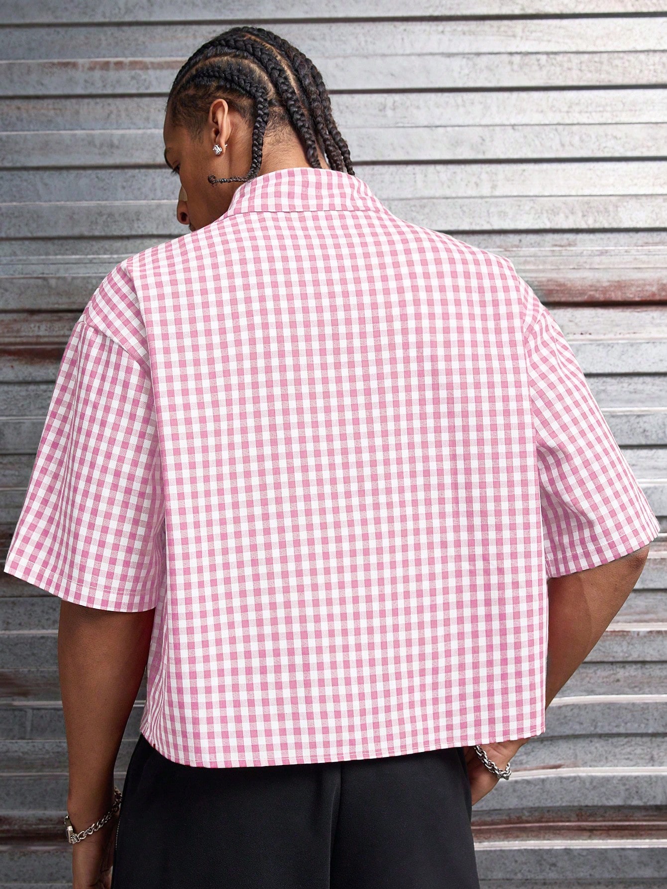 AXEPEAK Chemise décontractée à manches courtes pour hommes avec imprimé à carreaux et — vue 9