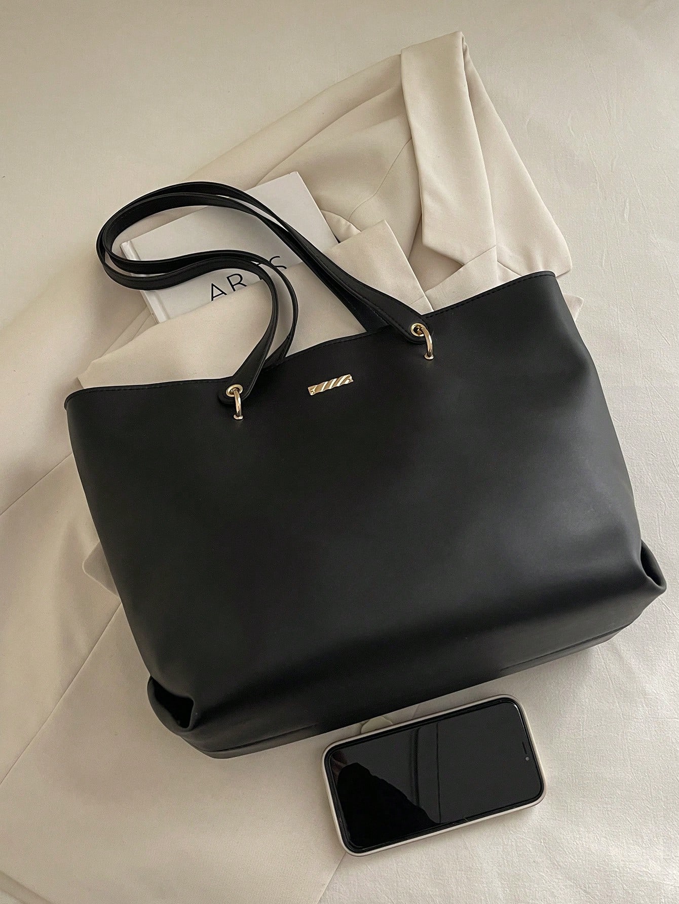 Sac fourre-tout polyvalent à blocs de couleurs pour femmes, léger et minimaliste, sac à — vue 6