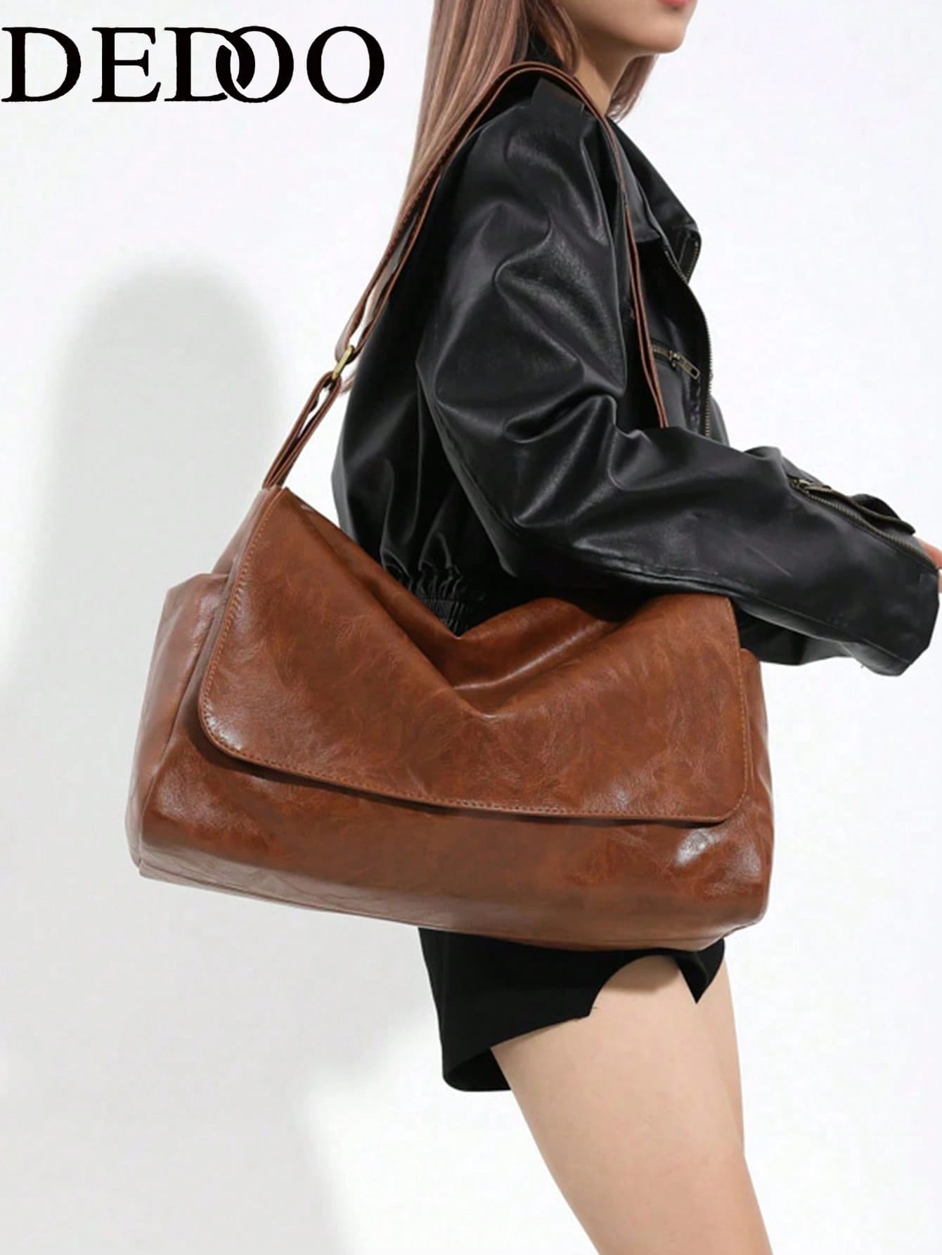 Dedoo Sac à bandoulière minimaliste grande capacité, surface texturée, sangle réglable,