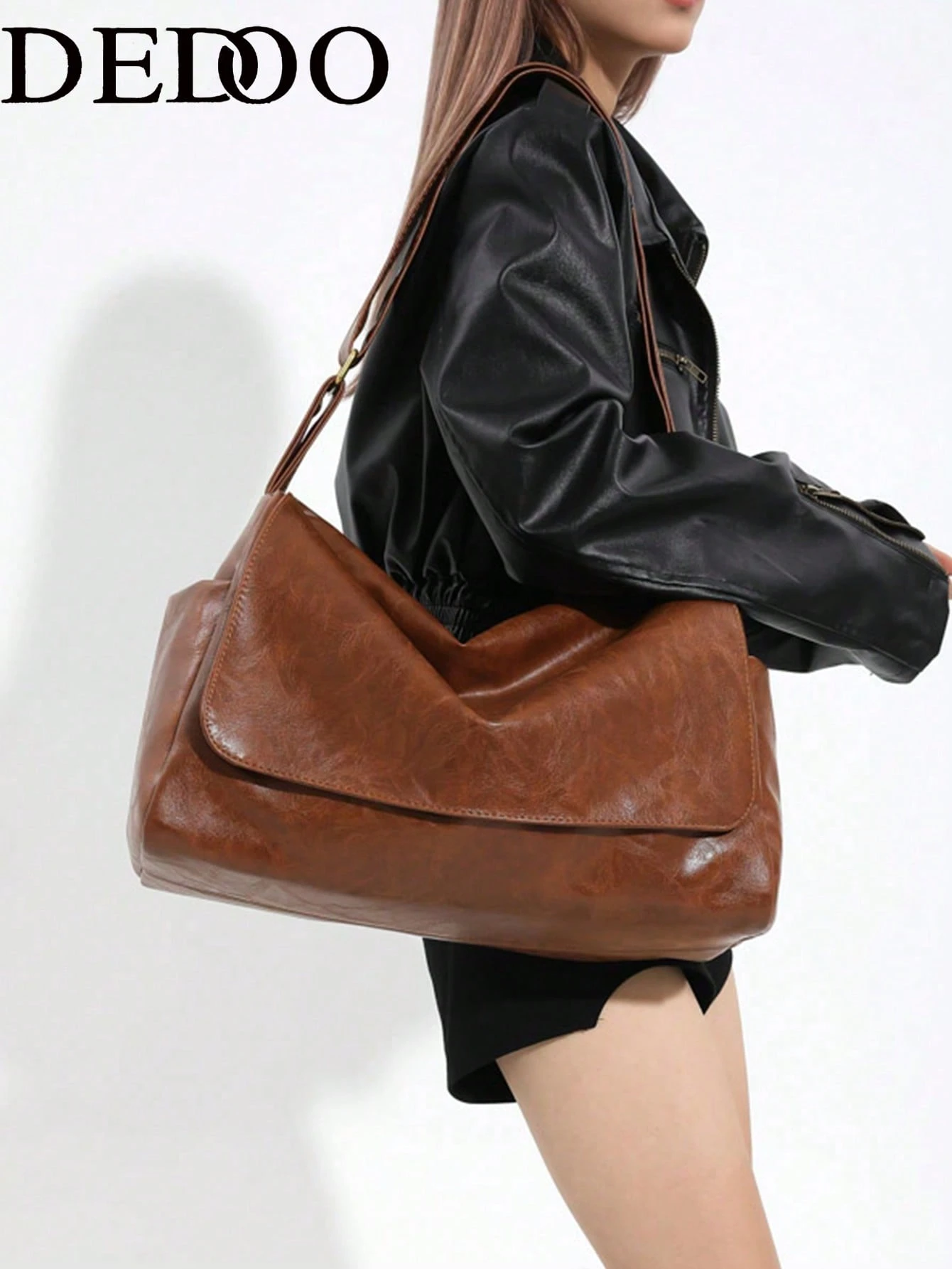 Dedoo Sac à bandoulière minimaliste grande capacité, surface texturée, sangle réglable,