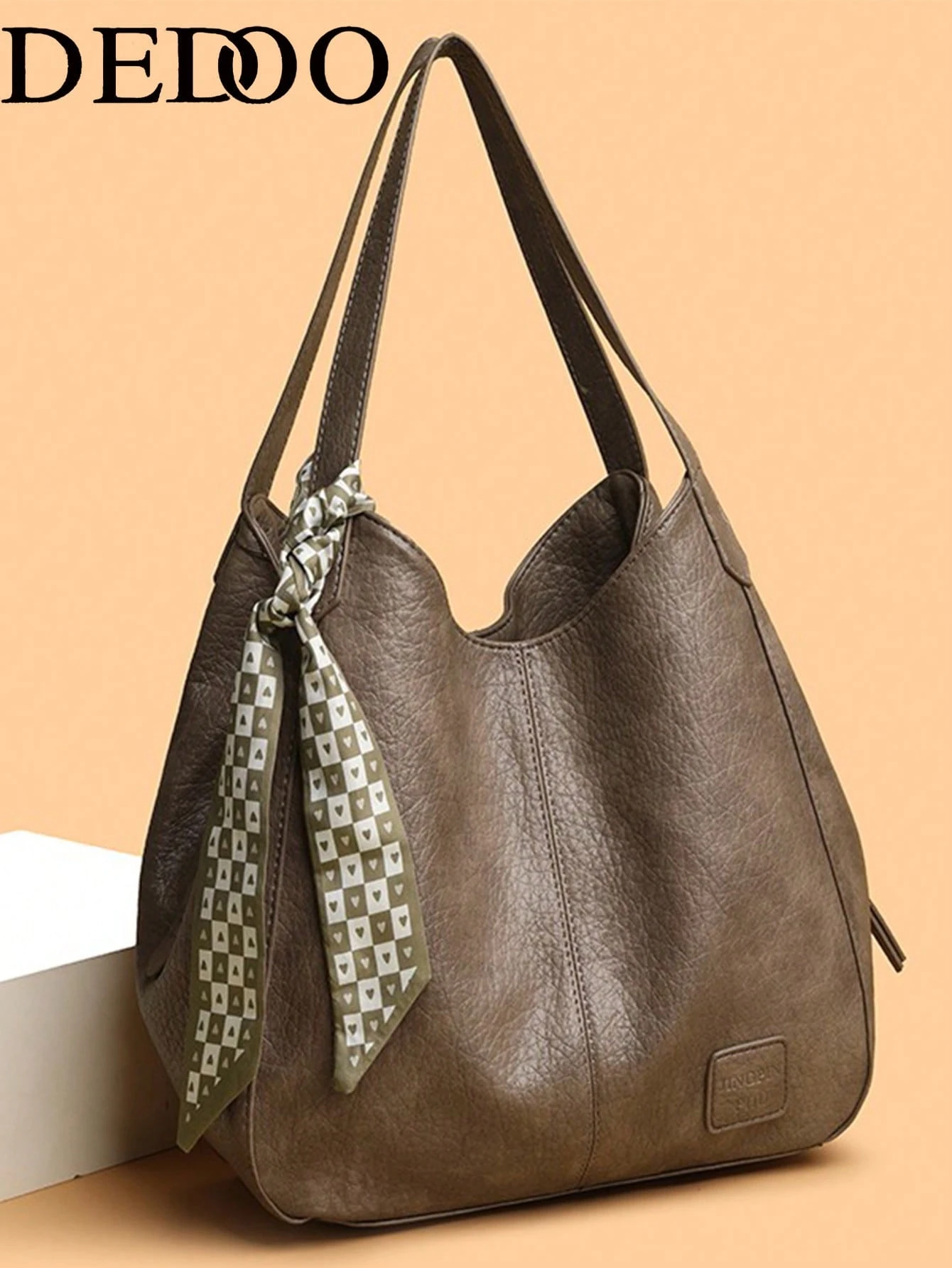 Dedoo Sac fourre-tout vintage grande capacité pour femmes, sac texturé haut de gamme — vue 6