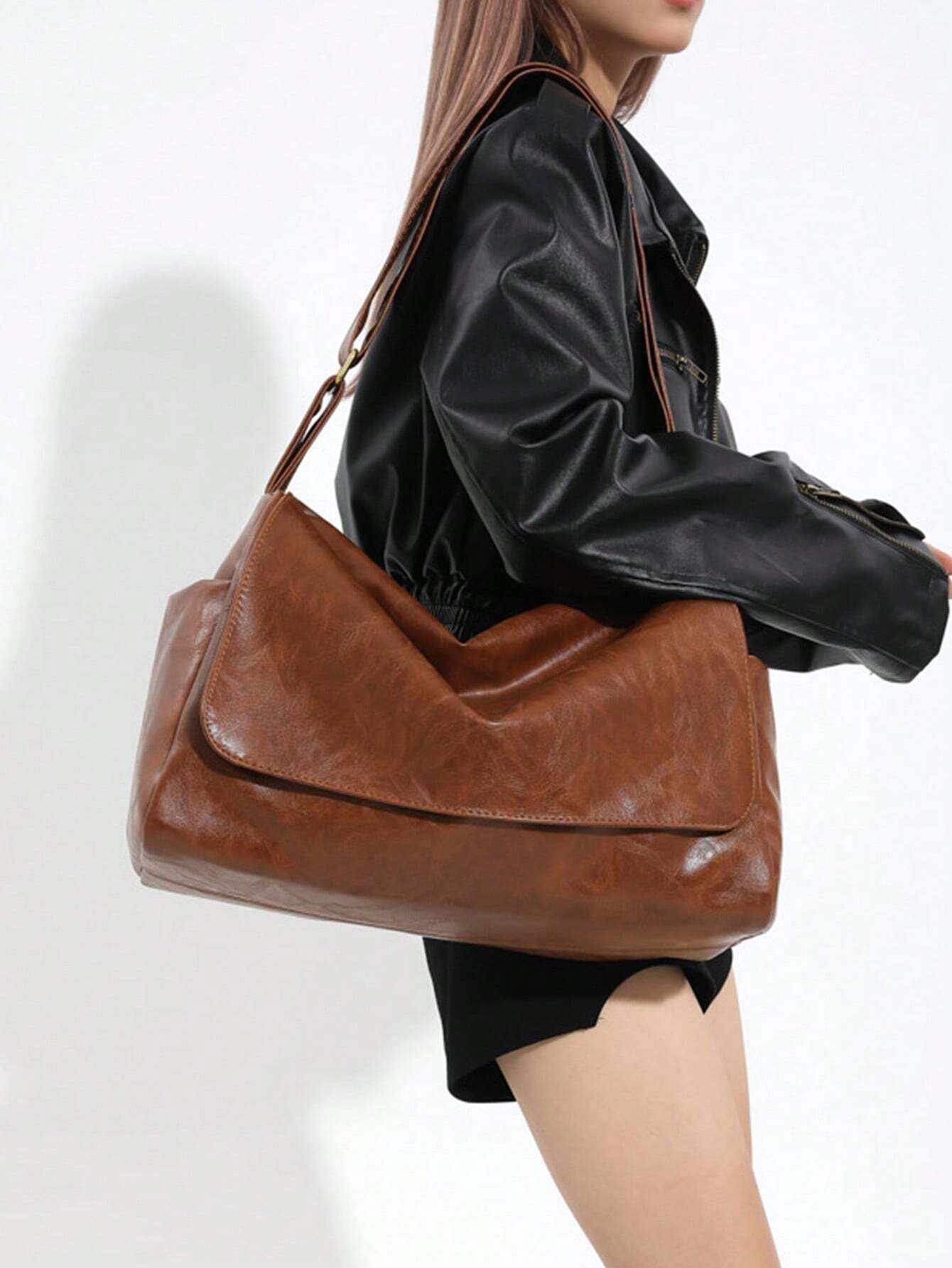 Dedoo Sac à bandoulière minimaliste grande capacité, surface texturée, sangle réglable, — vue 2