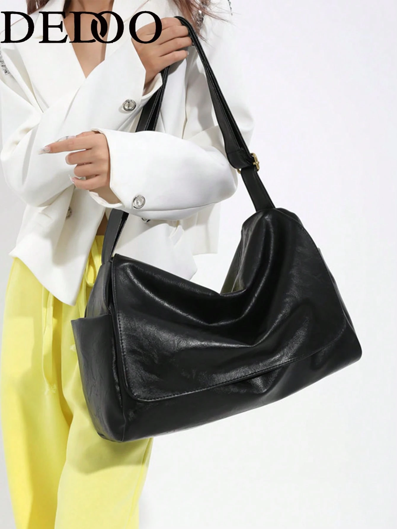Dedoo Sac à bandoulière minimaliste grande capacité, surface texturée, sangle réglable, — vue 9