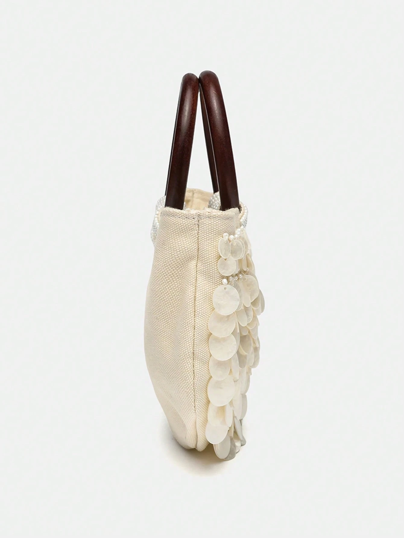 Sac à main bohème vintage en coquillage, sac panier avec poignée en bois pour vacances à — vue 9