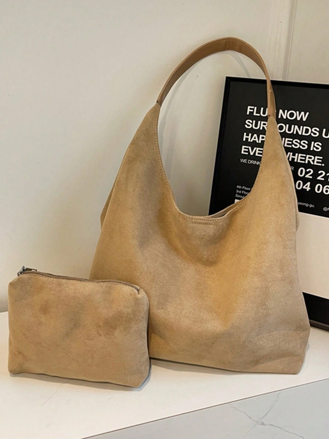 Sac à bandoulière bohème pour femme, grand sac blanc à pois, bouton pression, grande — vue 4