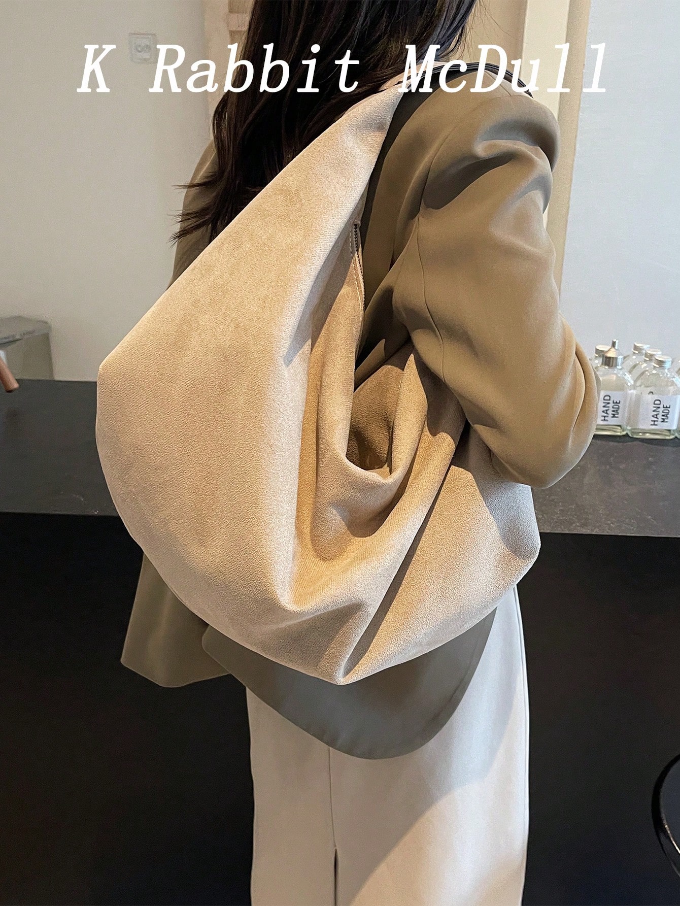 Grand sac à bandoulière de style vintage, sac fourre-tout spacieux en cuir PU, sac à — vue 2