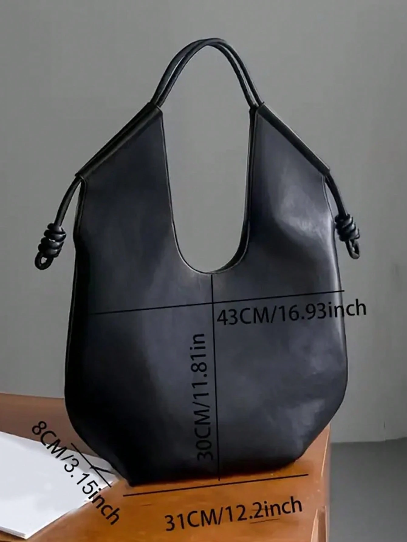 Sac à bandoulière bohème pour femme, grand sac blanc à pois, bouton pression, grande — vue 7