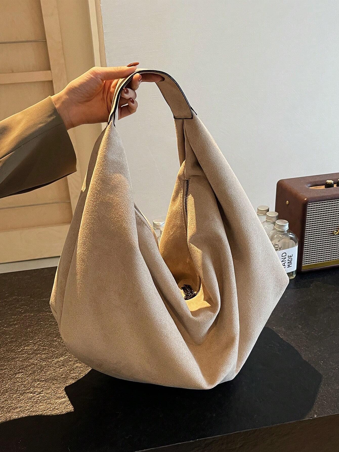 Grand sac à bandoulière de style vintage, sac fourre-tout spacieux en cuir PU, sac à — vue 7