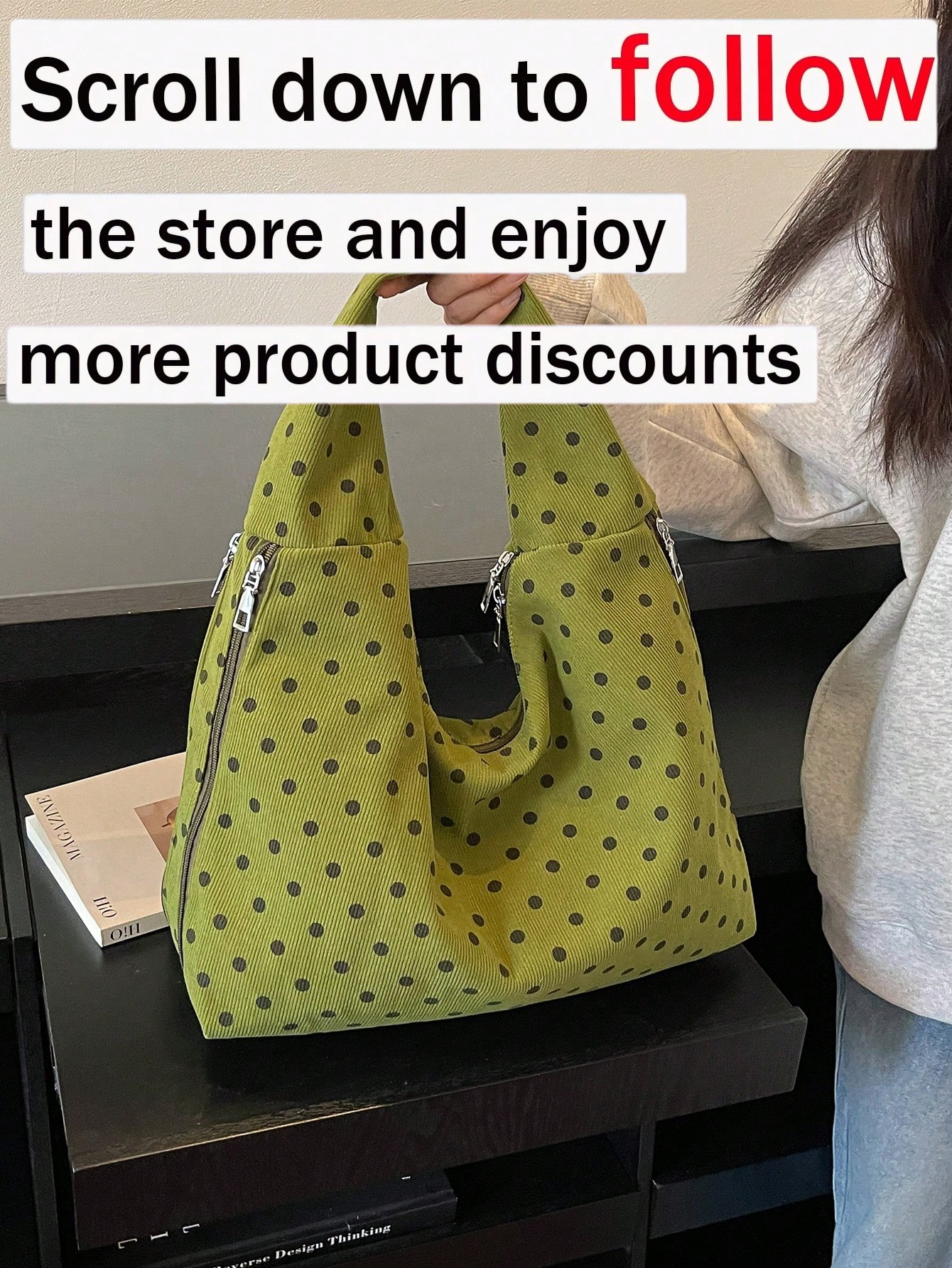 Grand sac à bandoulière de style vintage, sac fourre-tout spacieux en cuir PU, sac à — vue 9