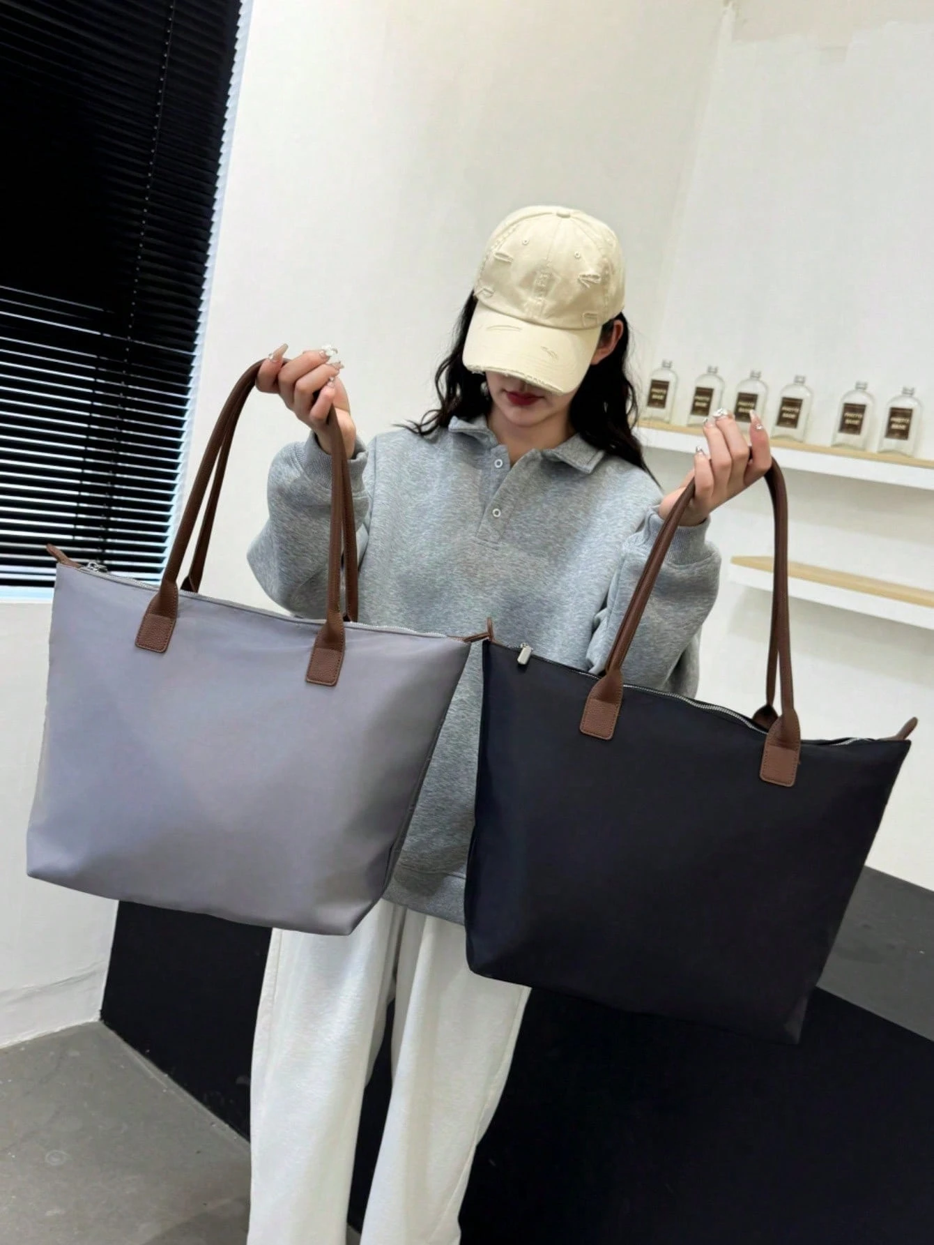 Simple et, grand sac fourre-tout en toile Oxford pour femmes, sac à épaule polyvalent et — vue 2