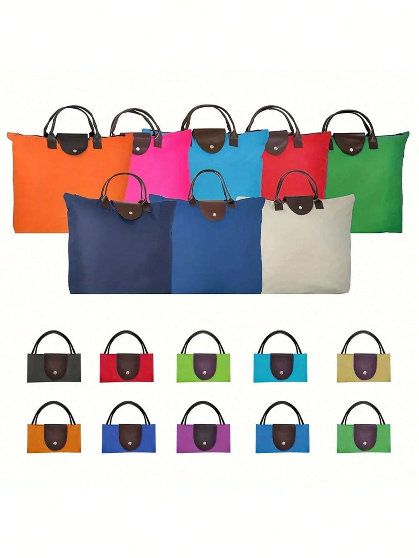 Sac fourre-tout pliable grande capacité, sac à main avec poignée supérieure, sac de — vue 5