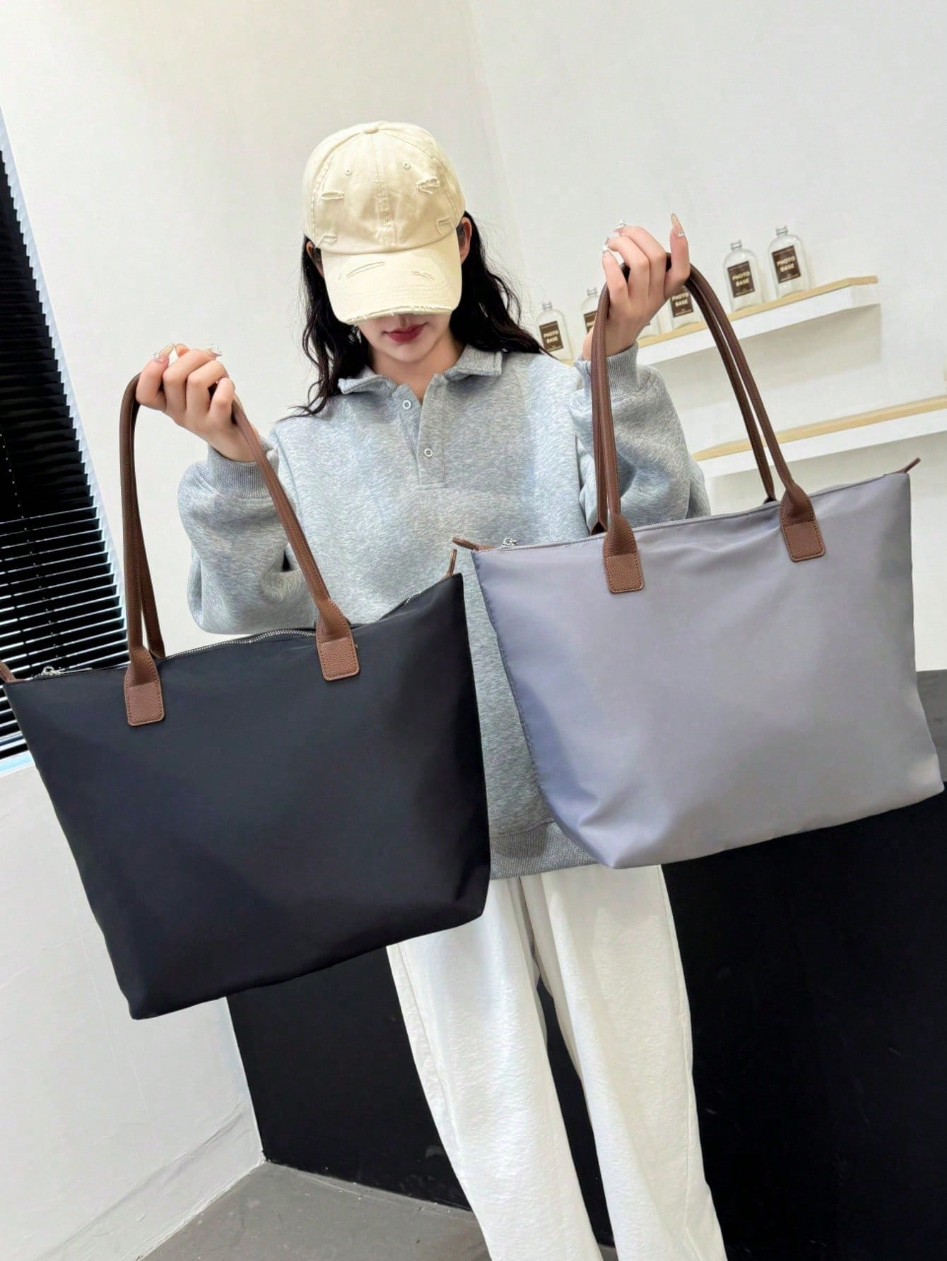 Simple et, grand sac fourre-tout en toile Oxford pour femmes, sac à épaule polyvalent et — vue 4