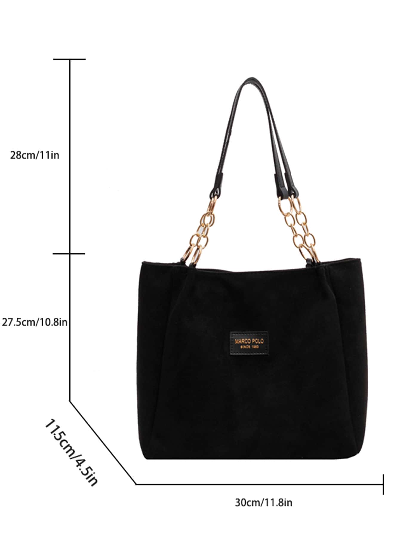 Low tea 1 pièce Sac fourre-tout de couleur unie, sac à bandoulière de grande capacité, — vue 10