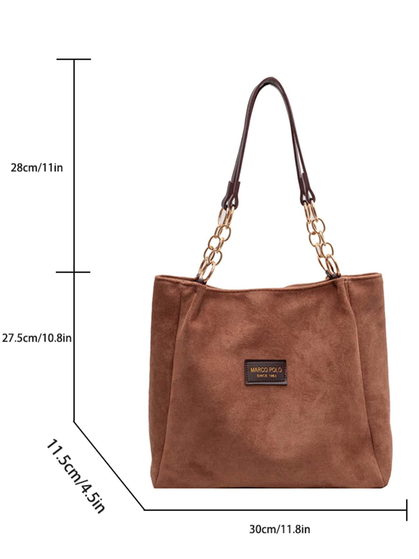 Low tea 1 pièce Sac fourre-tout de couleur unie, sac à bandoulière de grande capacité, — vue 9