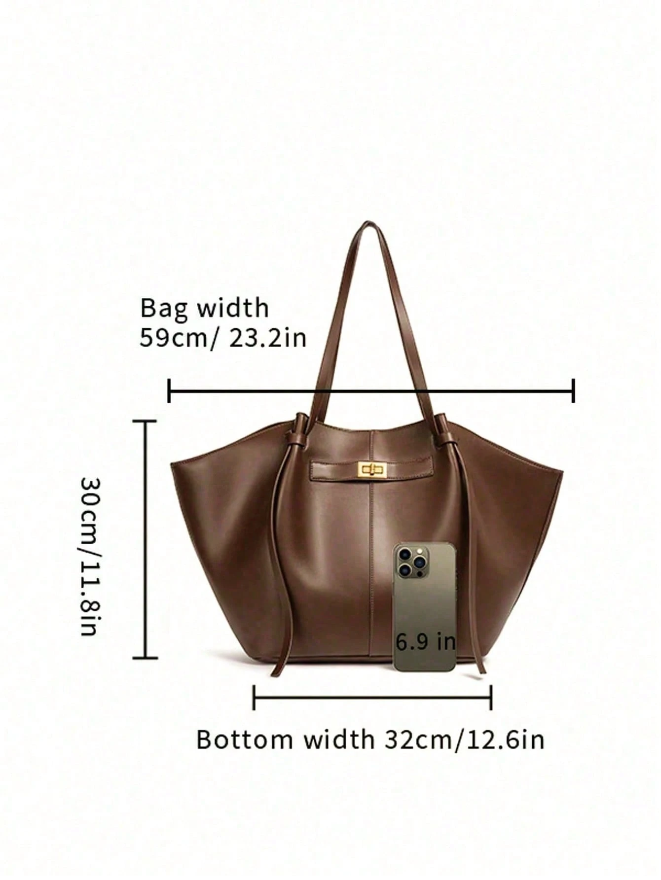 Dedoo Sac fourre-tout trapèze en PU souple pour femmes, design minimaliste à nœud de — vue 4