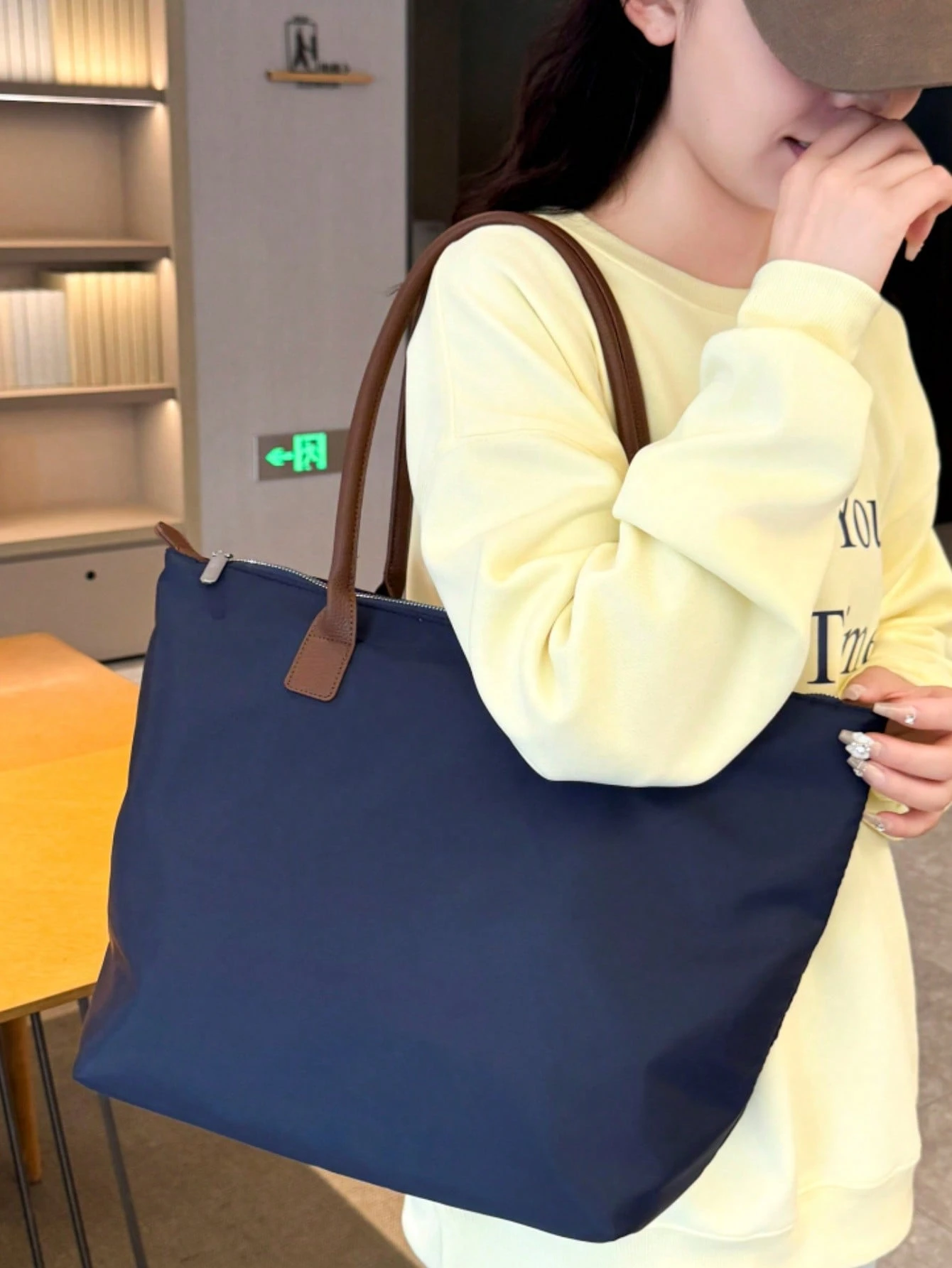 Simple et, grand sac fourre-tout en toile Oxford pour femmes, sac à épaule polyvalent et — vue 9