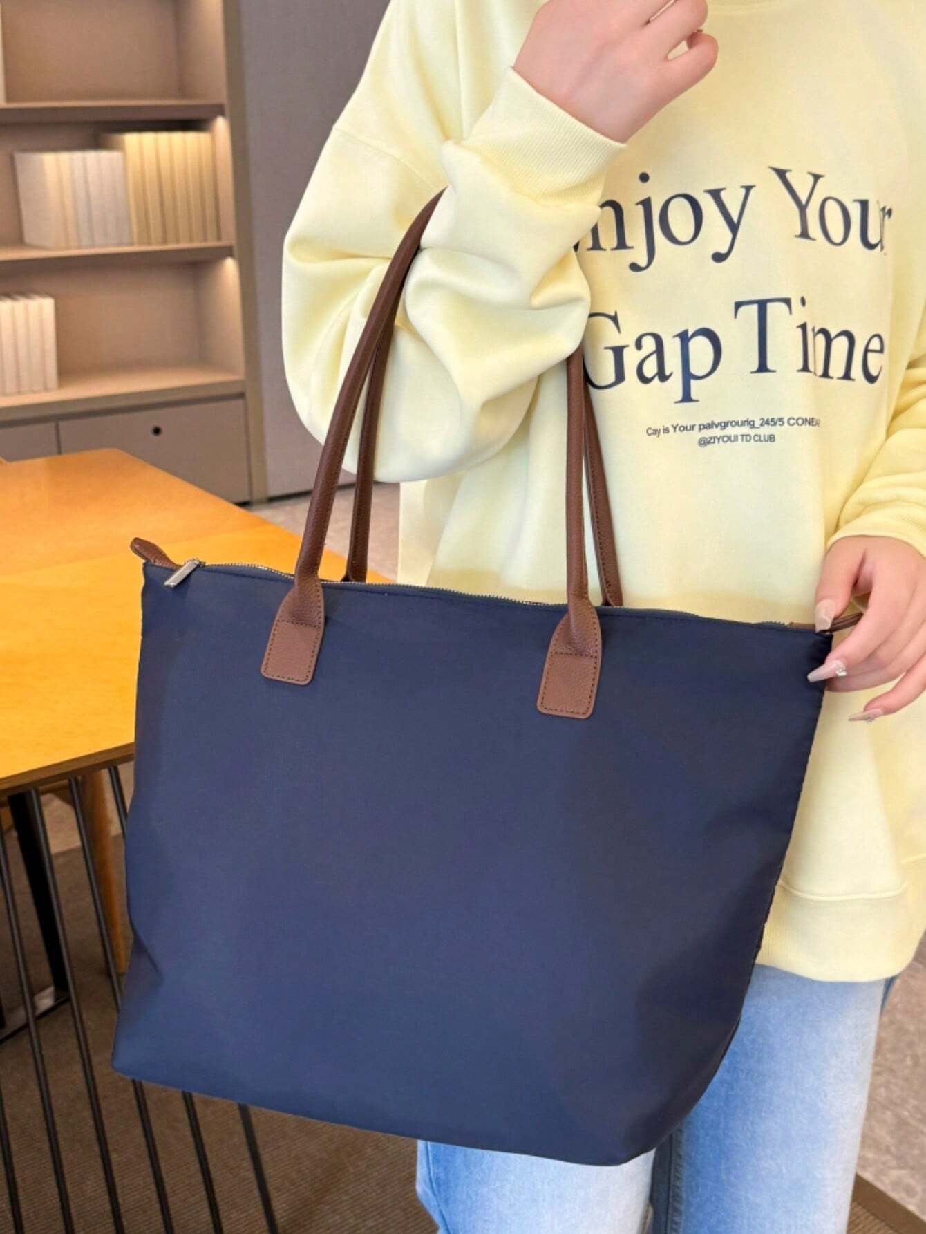 Simple et, grand sac fourre-tout en toile Oxford pour femmes, sac à épaule polyvalent et — vue 7