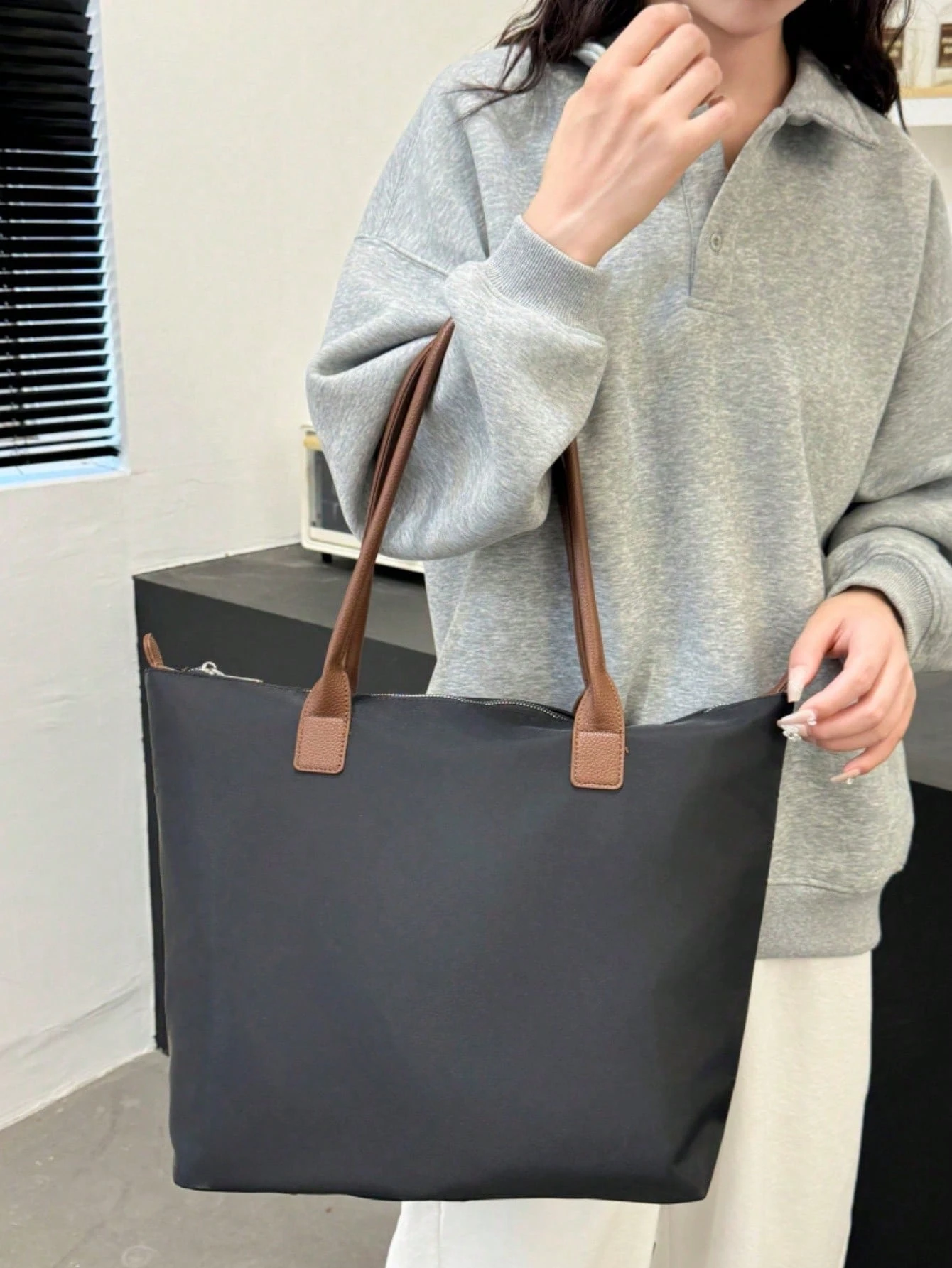 Simple et, grand sac fourre-tout en toile Oxford pour femmes, sac à épaule polyvalent et — vue 8