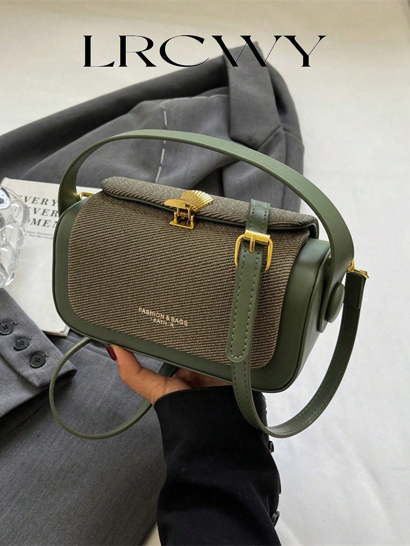 Sac bandoulière carré mode femme, porté main, élégant et minimaliste, grande capacité — vue 2