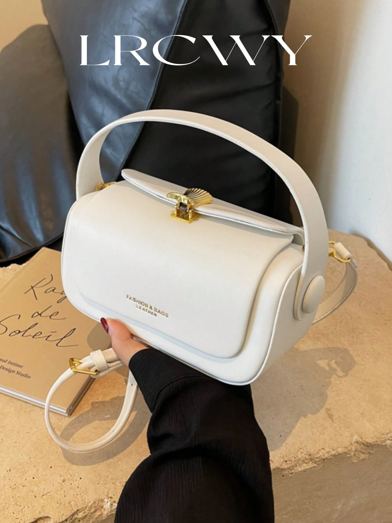 Sac bandoulière carré mode femme, porté main, élégant et minimaliste, grande capacité — vue 6