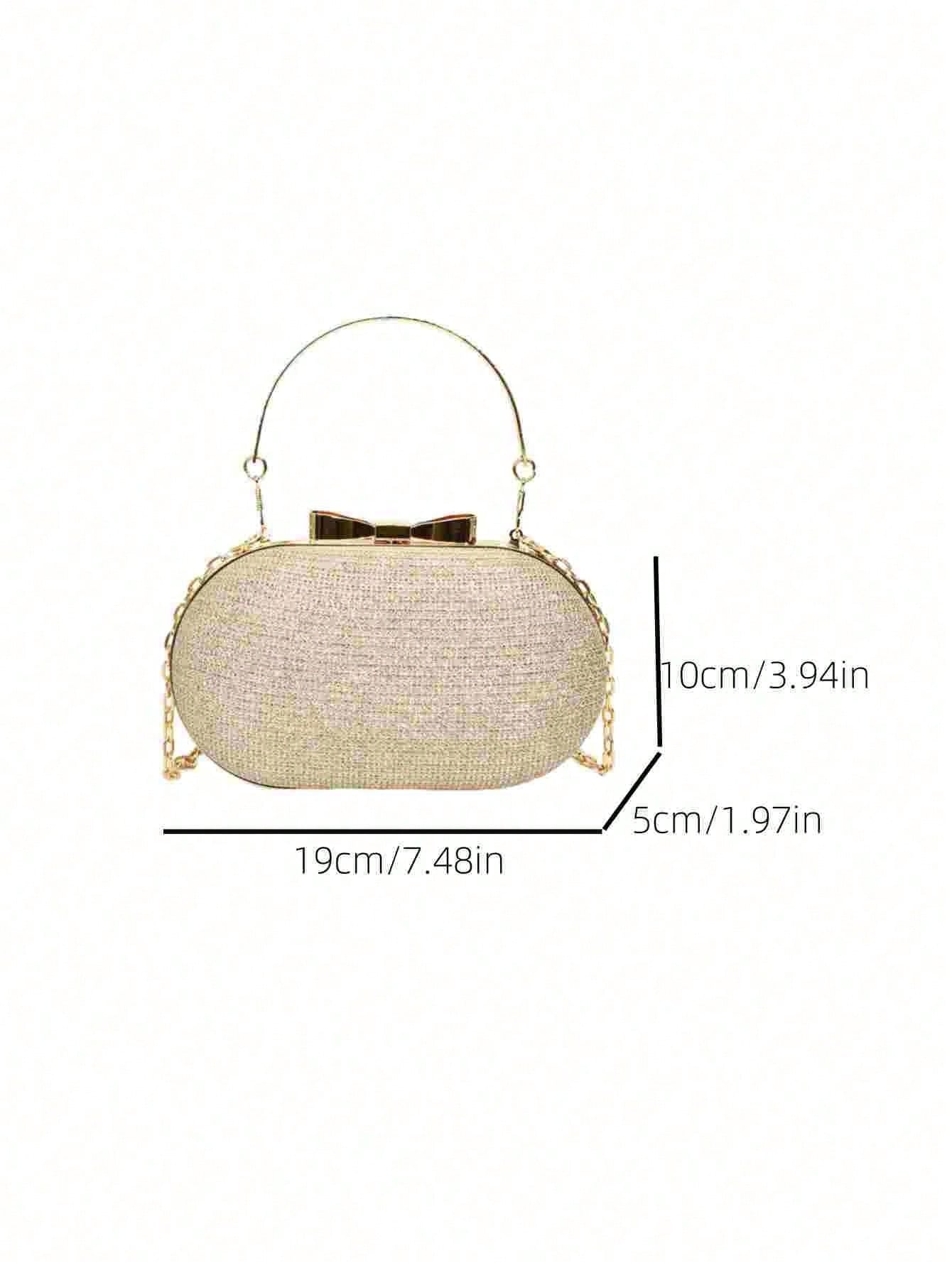 Mini sac de soirée pour femme en métal doré brillant/à paillettes, charmant et portable, — vue 2
