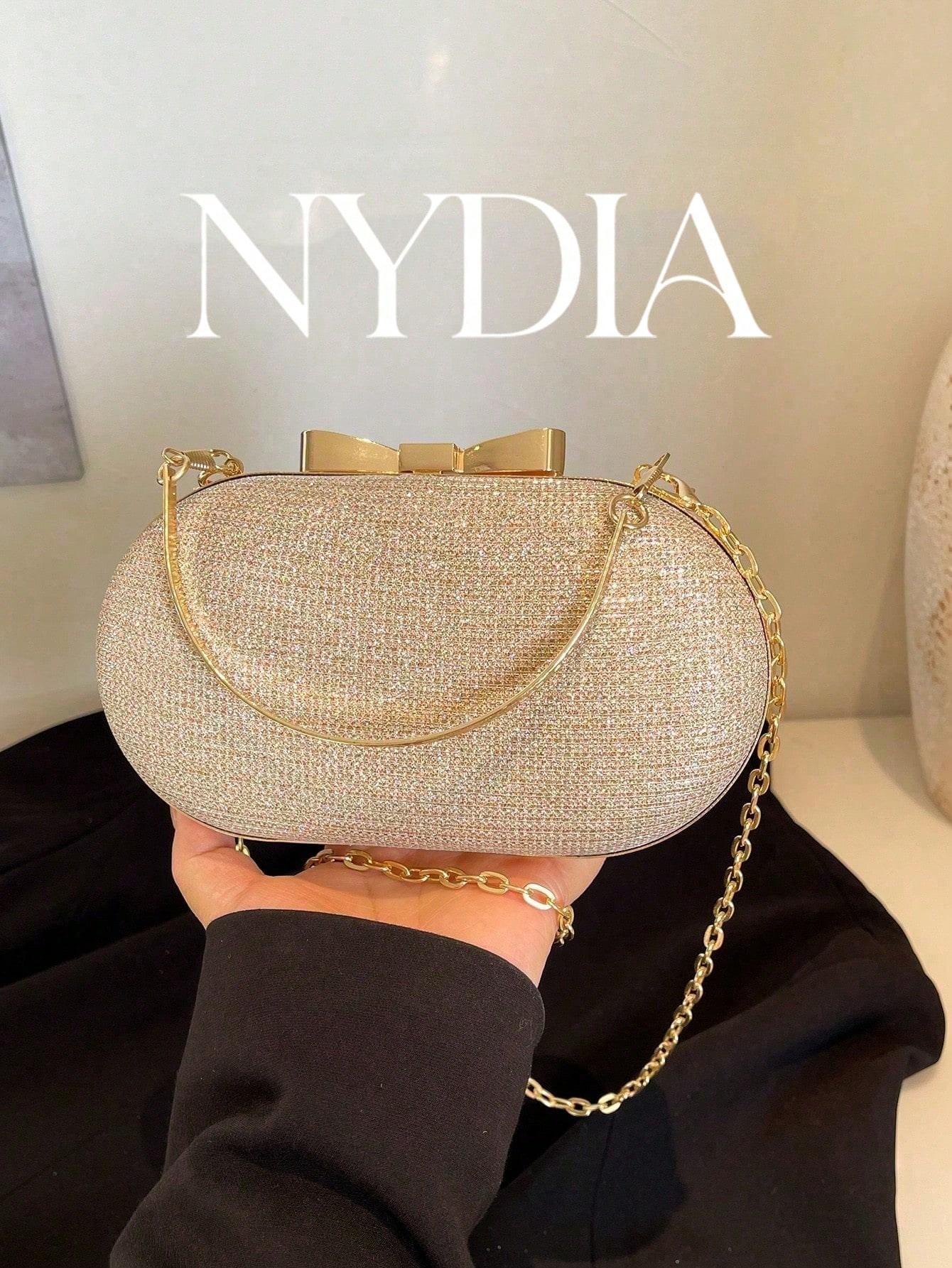 Mini sac de soirée pour femme en métal doré brillant/à paillettes, charmant et portable,