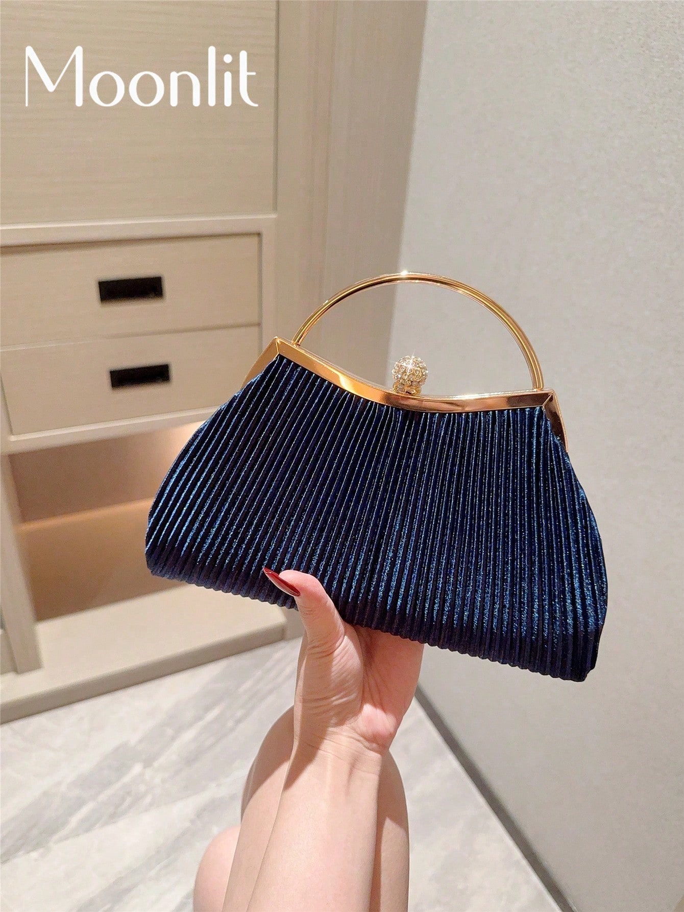 Sac seau léger, décontracté et professionnel avec décoration de strass, mini design à — vue 5