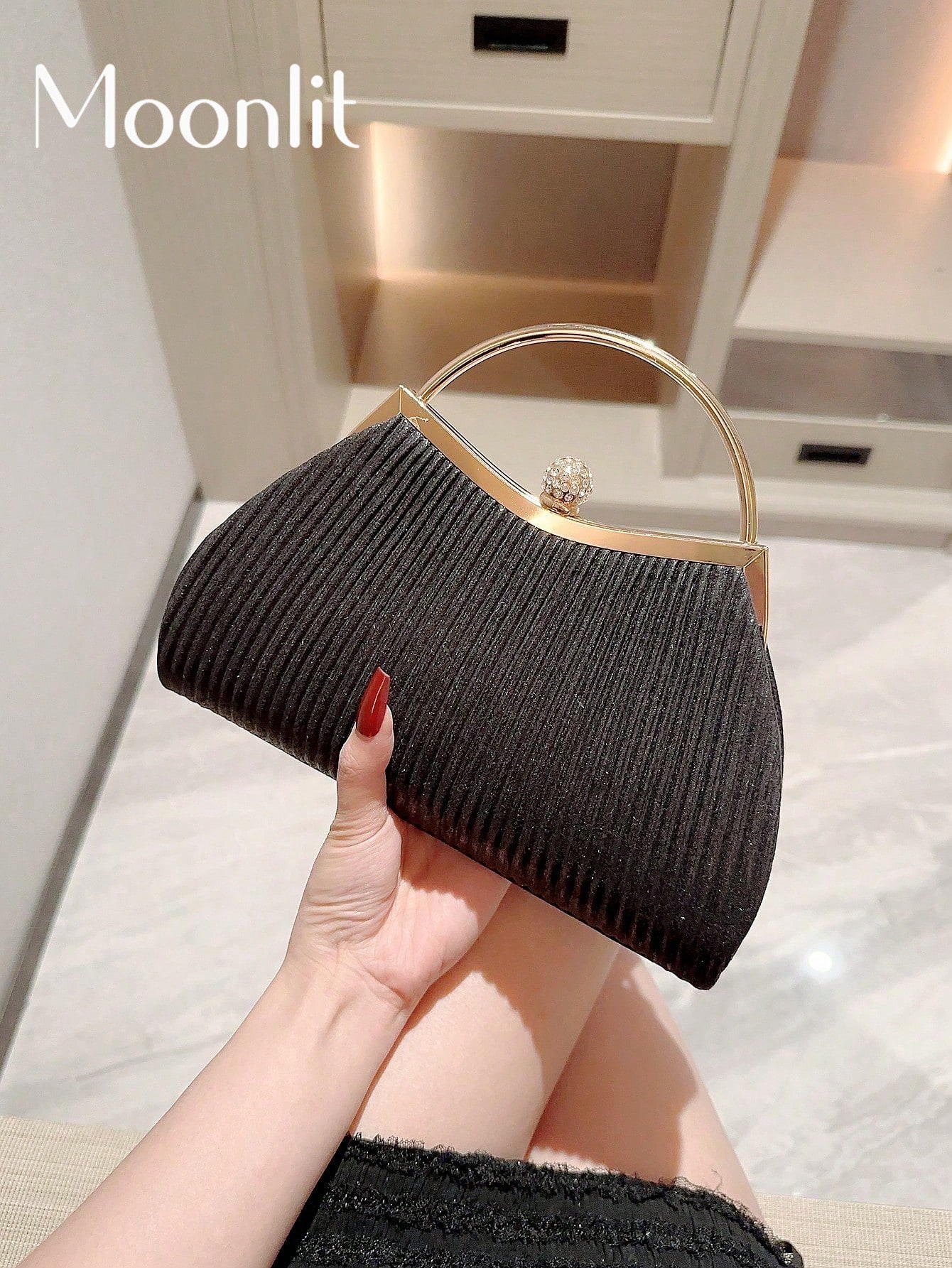 Sac seau léger, décontracté et professionnel avec décoration de strass, mini design à — vue 2