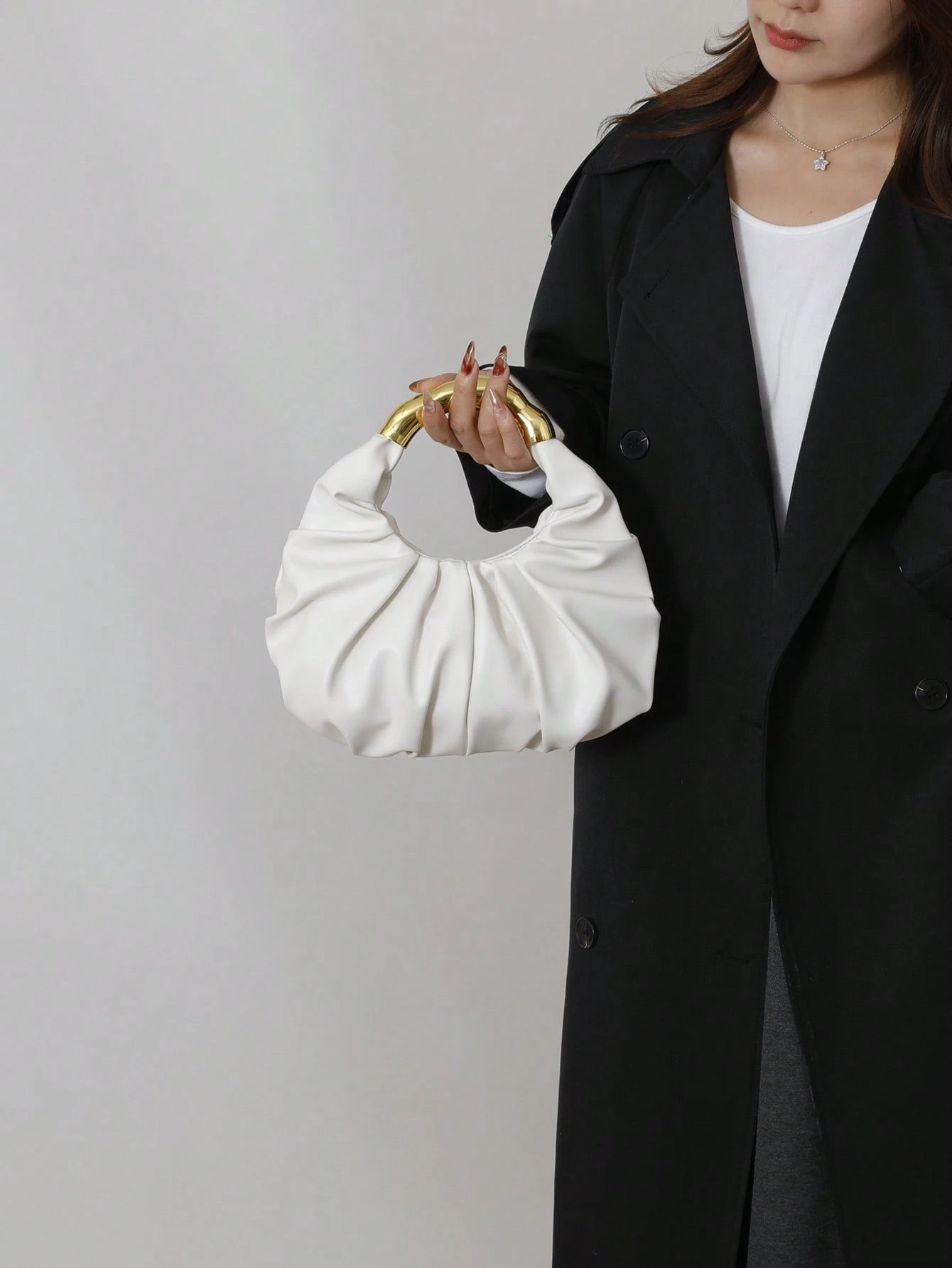SIMUTINE Sac à main en forme de nuage, sac sous le bras plissé pour femmes, en matériau PU — vue 6