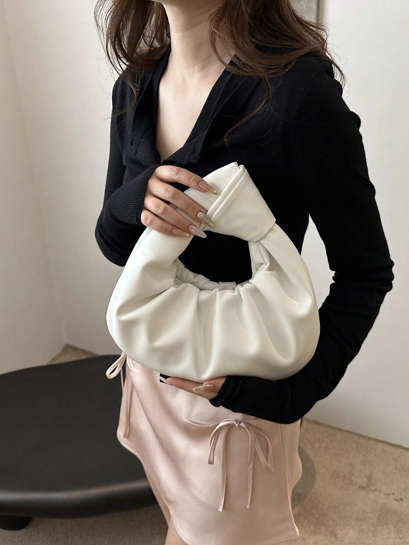 Sac à main en PU plissé en forme de nuage pour femmes, sac fourre-tout et de haute qualité — vue 3