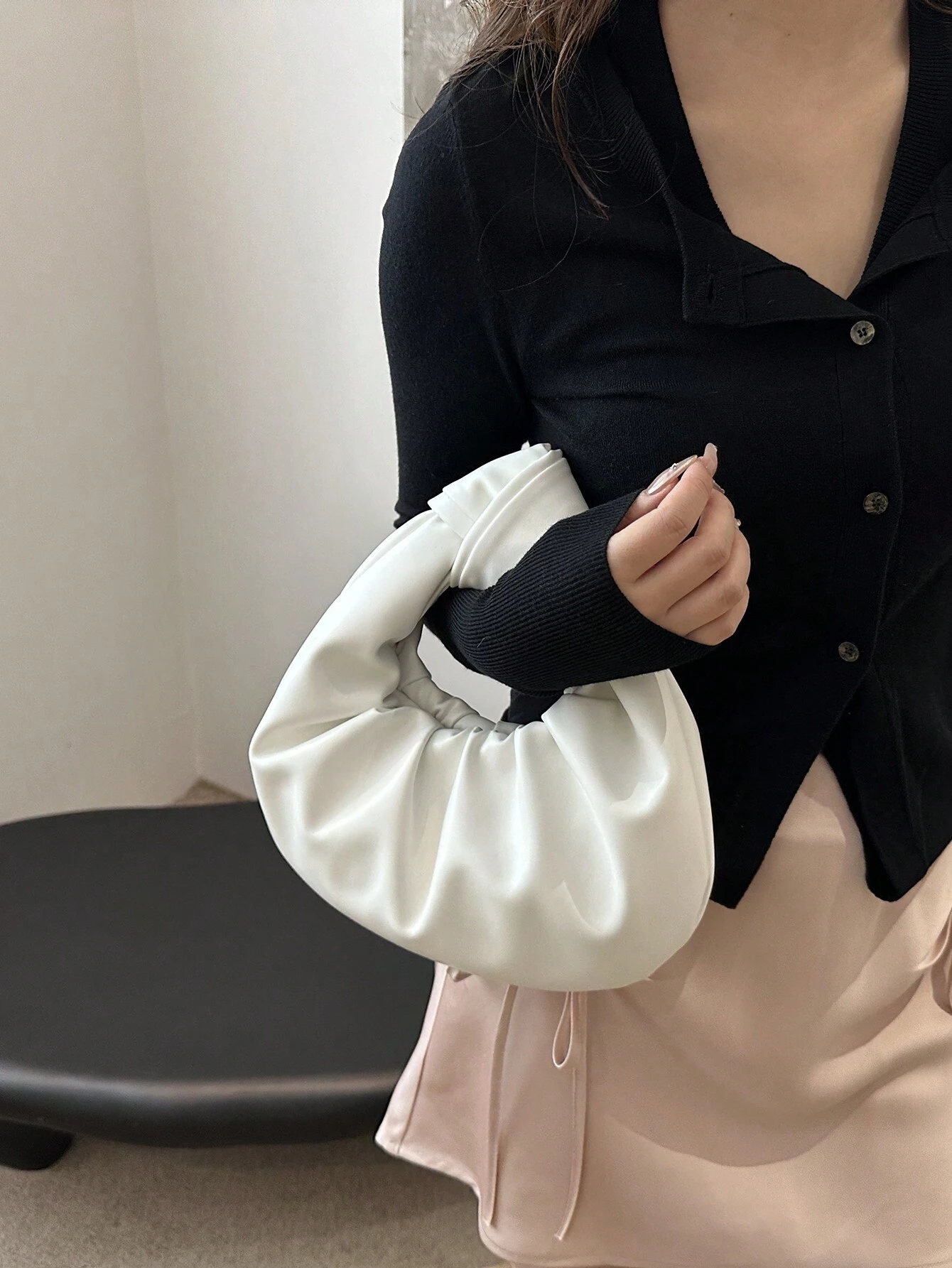 Sac à main en PU plissé en forme de nuage pour femmes, sac fourre-tout et de haute qualité — vue 2