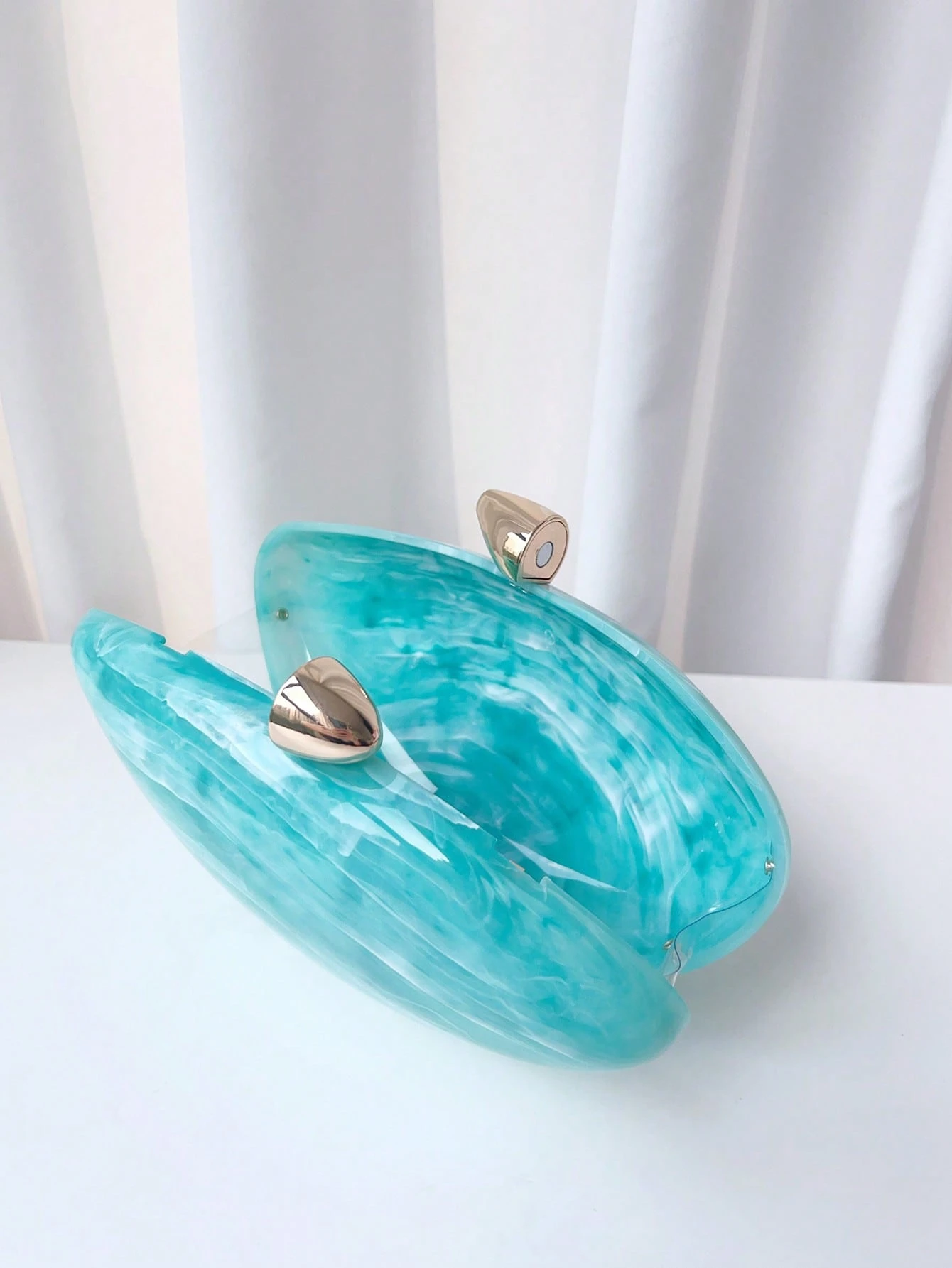 Sac de soirée de style de haute qualité avec motif rayé en marbre bleu-vert, sac à main — vue 12