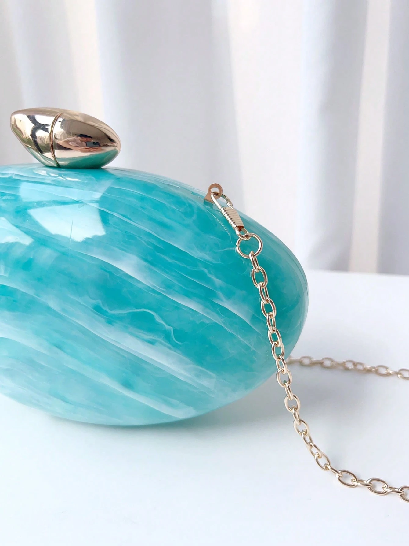 Sac de soirée de style de haute qualité avec motif rayé en marbre bleu-vert, sac à main — vue 10