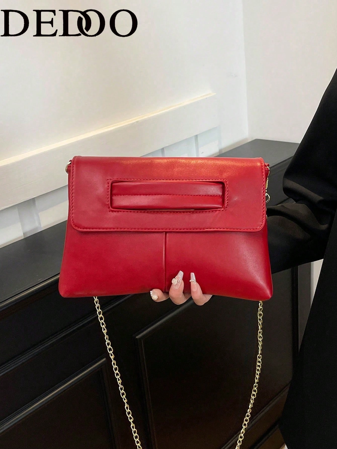 Dedoo Charme luxueux, élégant et raffiné, sac vintage carré noir de luxe discret, cadeau — vue 2