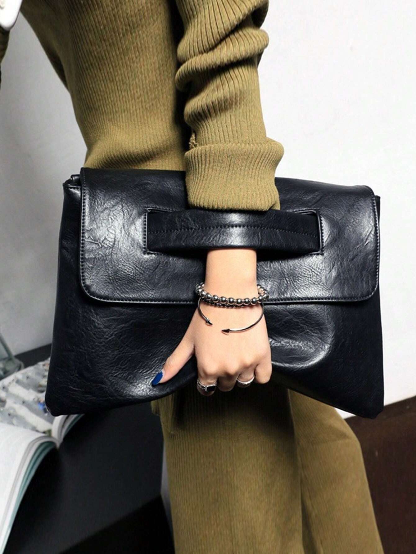 Dedoo Charme luxueux, élégant et raffiné, sac vintage carré noir de luxe discret, cadeau — vue 8