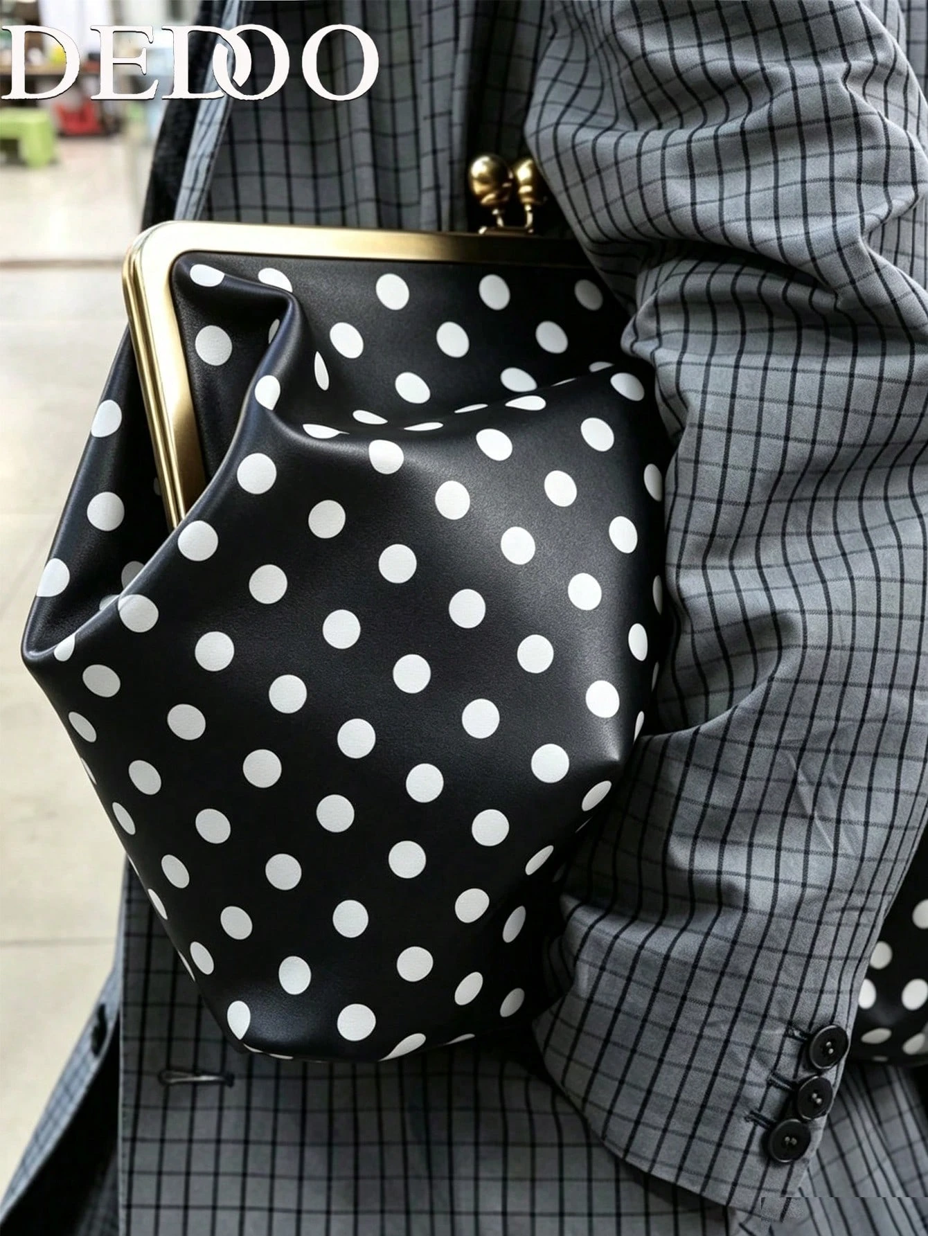Dedoo Charme luxueux, élégant et raffiné, sac vintage carré noir de luxe discret, cadeau — vue 5